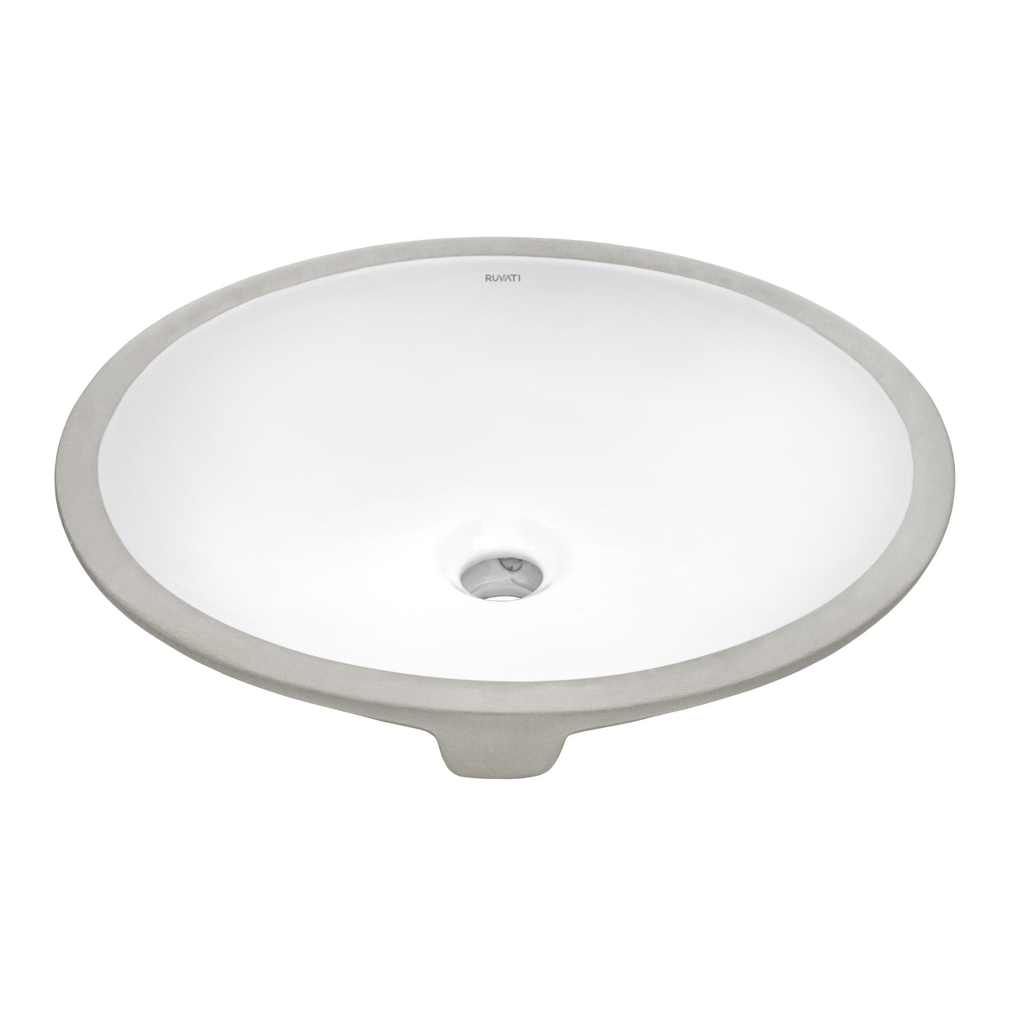 Ruvati inch Undermount Bathroom Vanity Sink White Oval Porcelain Ceramic with Overflow