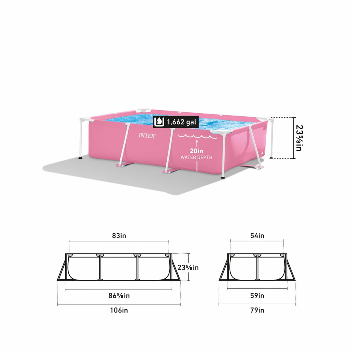 Intex Plastic Rectangle Frame Set Pool 23.62'' H x 59'' W x 86.62'' L