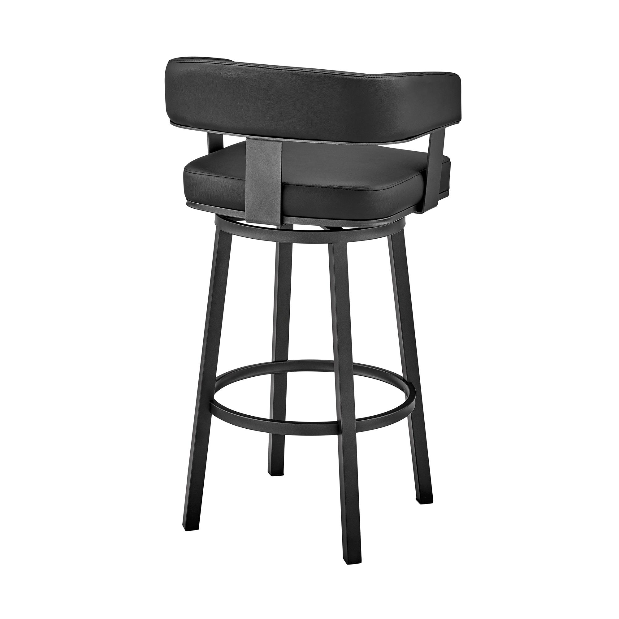 Armen Living Lorin 26" Modern Faux Leather Counter Swivel Stool in Black