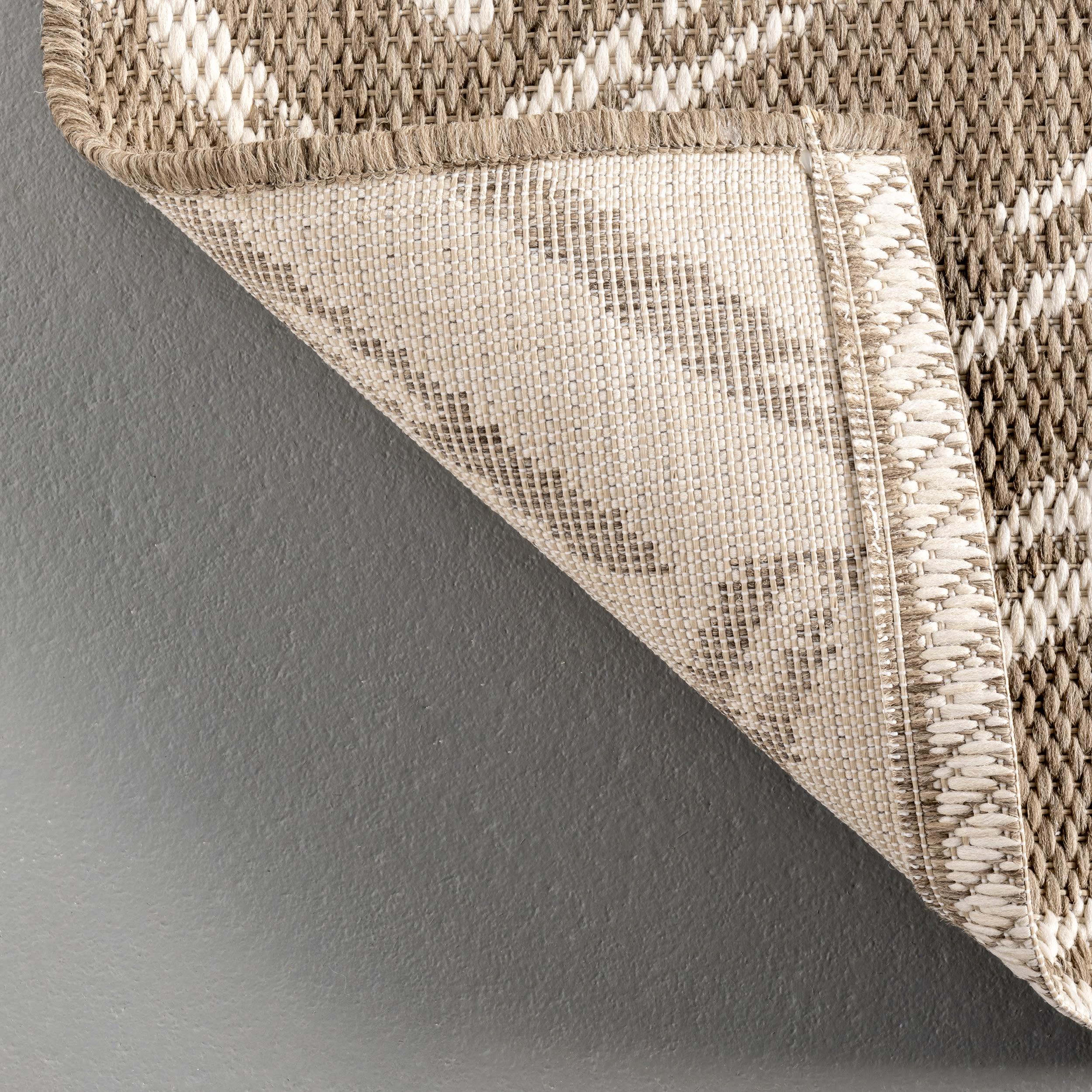 Nuloom Macklin Herringbone 5x8 Indoor/Outdoor Area Rug for Living Room Patio Deck Front Porch Kitchen, Brown/Ivory