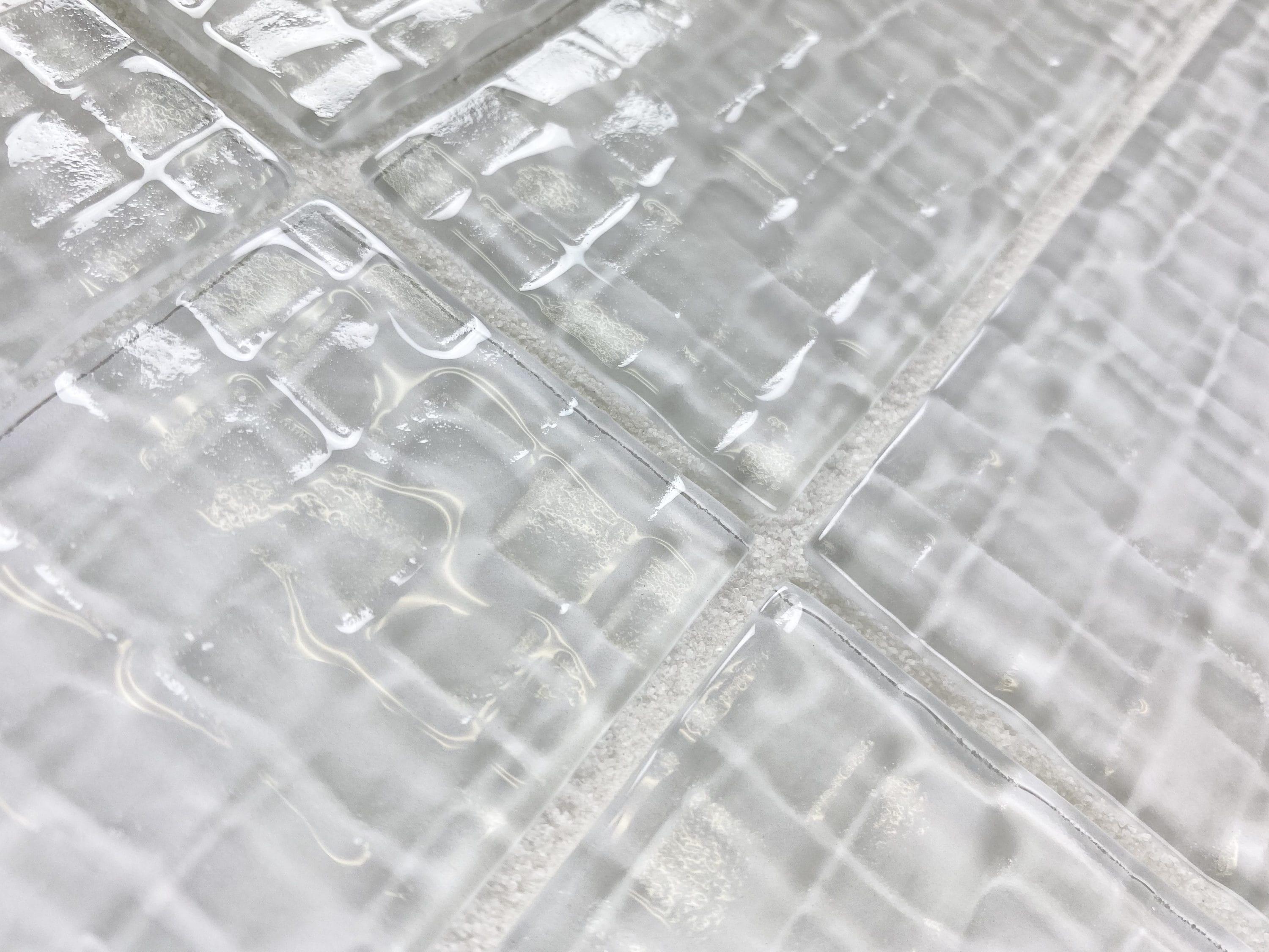 Abolos Metro Cubes 2 in. x 8 in. Textured Glass Straight Edge Subway Decorative Kitchen & Bathroom Wall Tile