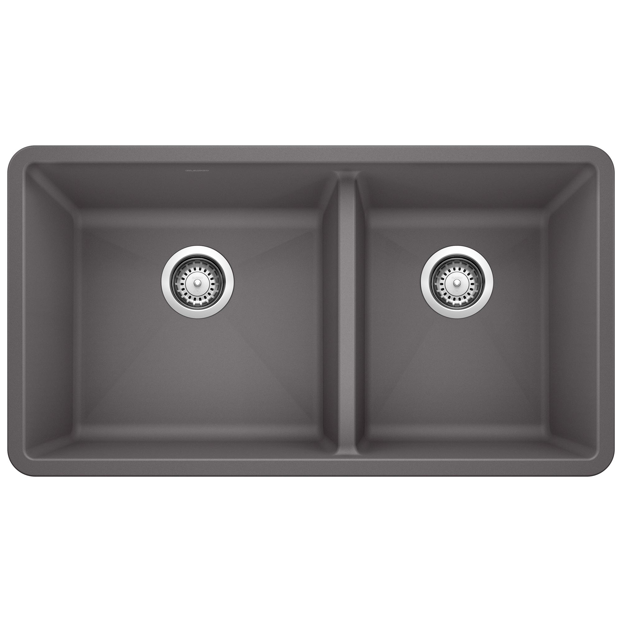 Precis SILGRANIT 33" L X 18" W Double Bowl Undermount Kitchen Sink