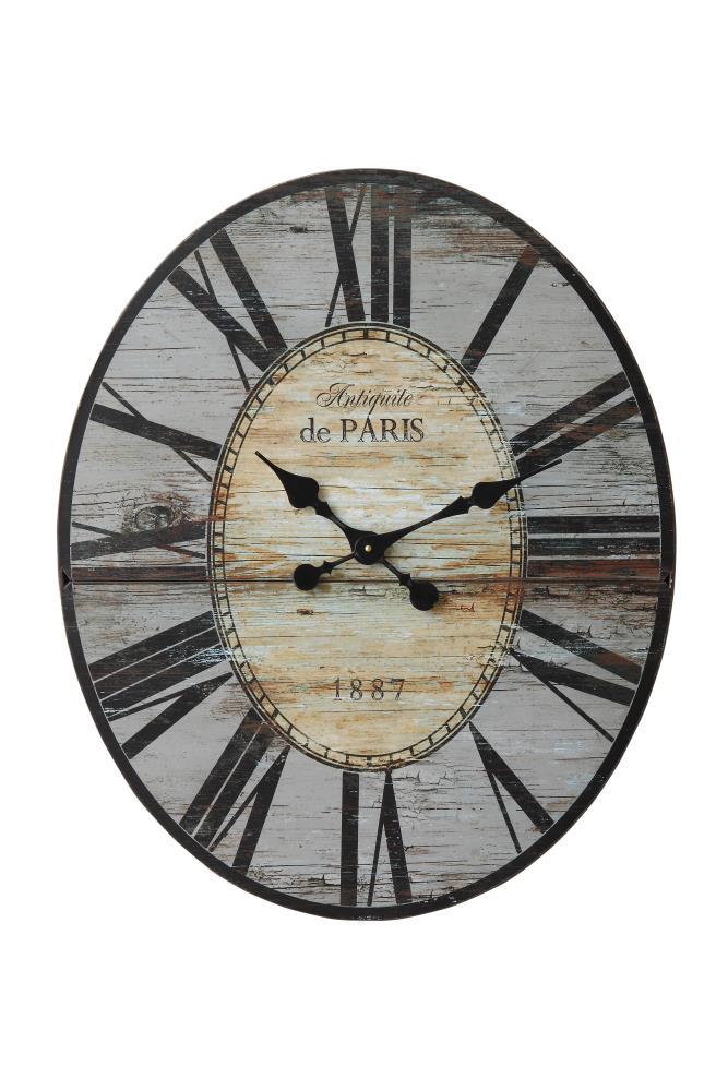 Woven Paths 29" Oval Distressed Grey Wood Wall Clock