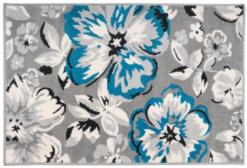 World Rug Gallery Modern Floral Design Blue 2' x 3' Area Rug