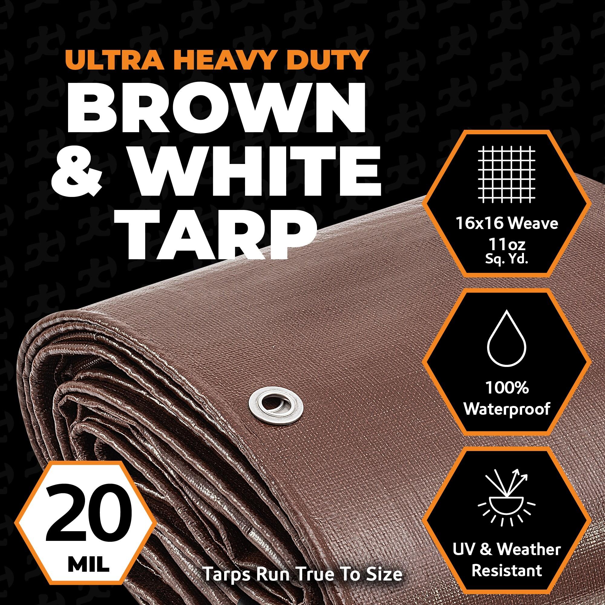 30' x 50' Brown and White Ultra Heavy Duty Polyethylene Tarp