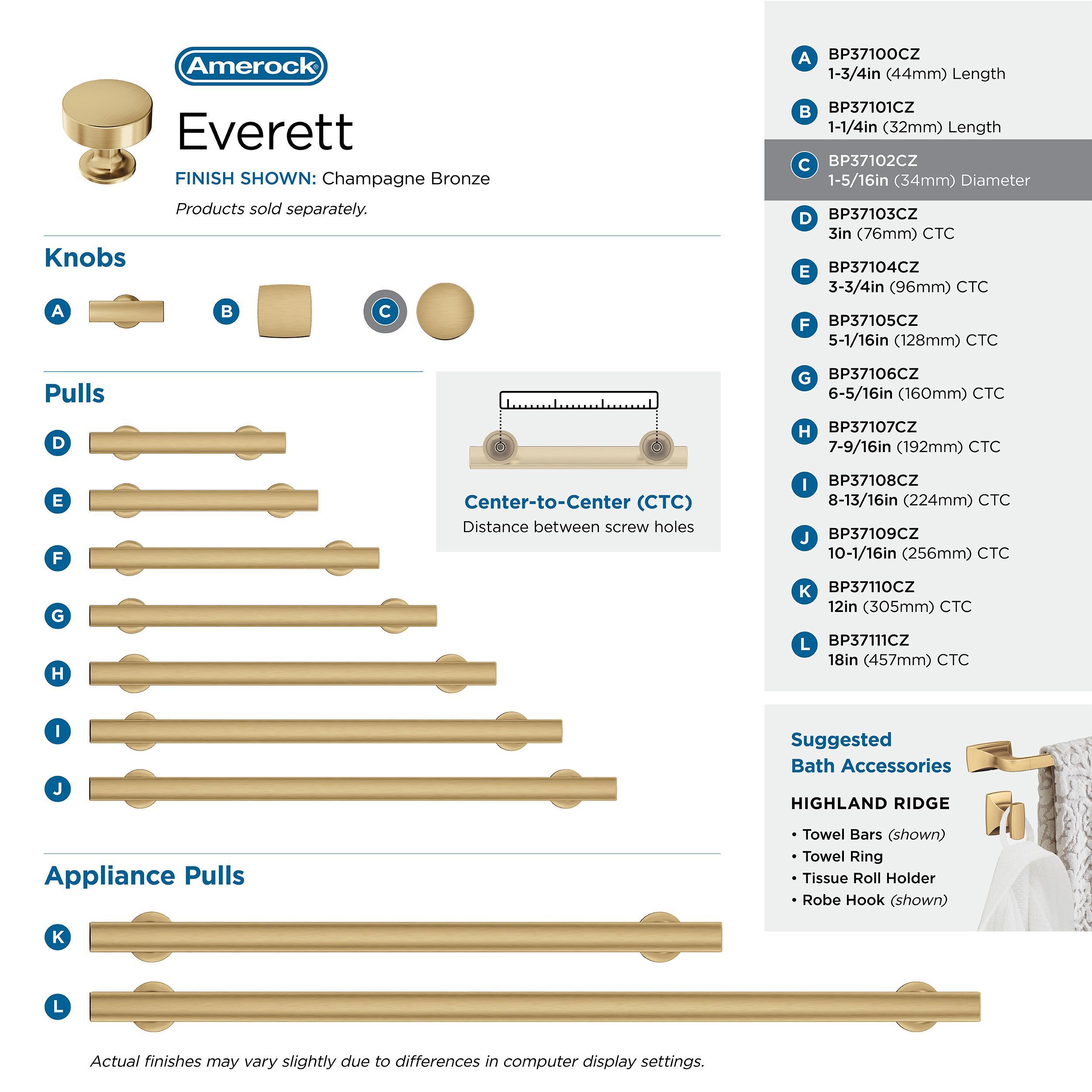 Everett 1 5/16" Diameter Round Knob