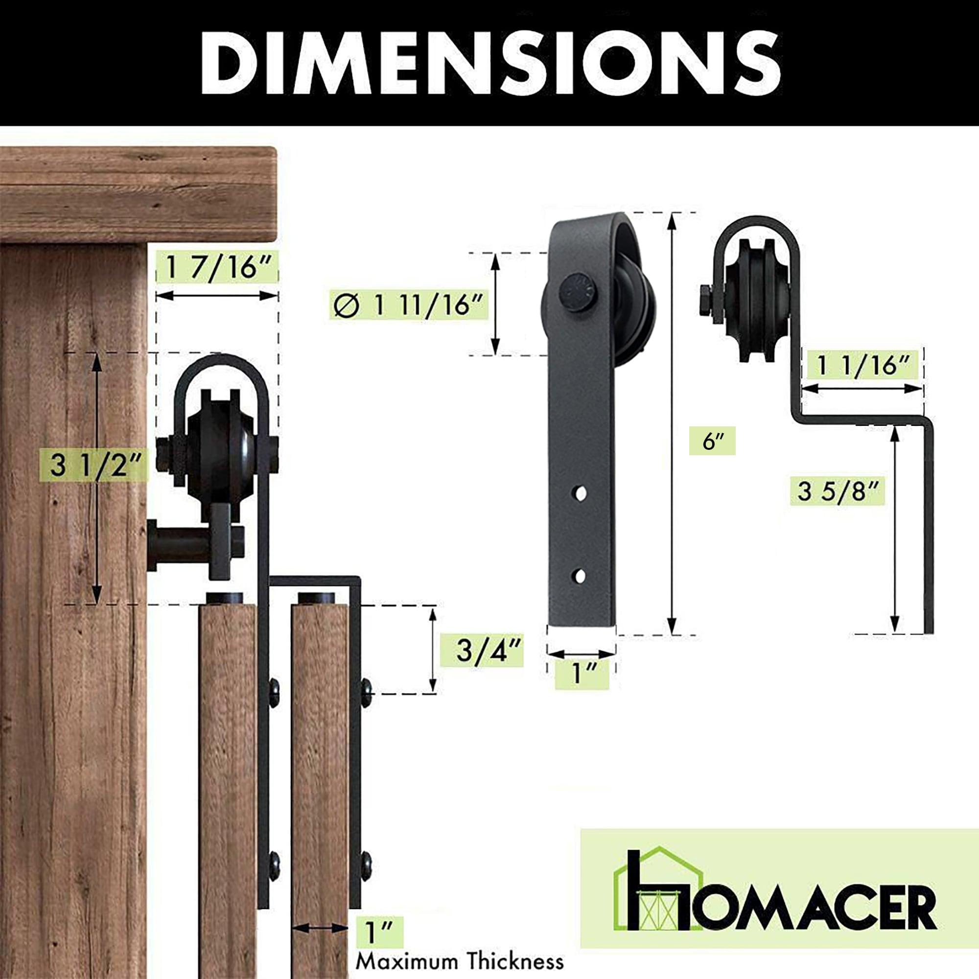 Homacer Mini Black Rustic Classic Design Single Track Bypass Two Door Hardware Kit For Cabinet Use