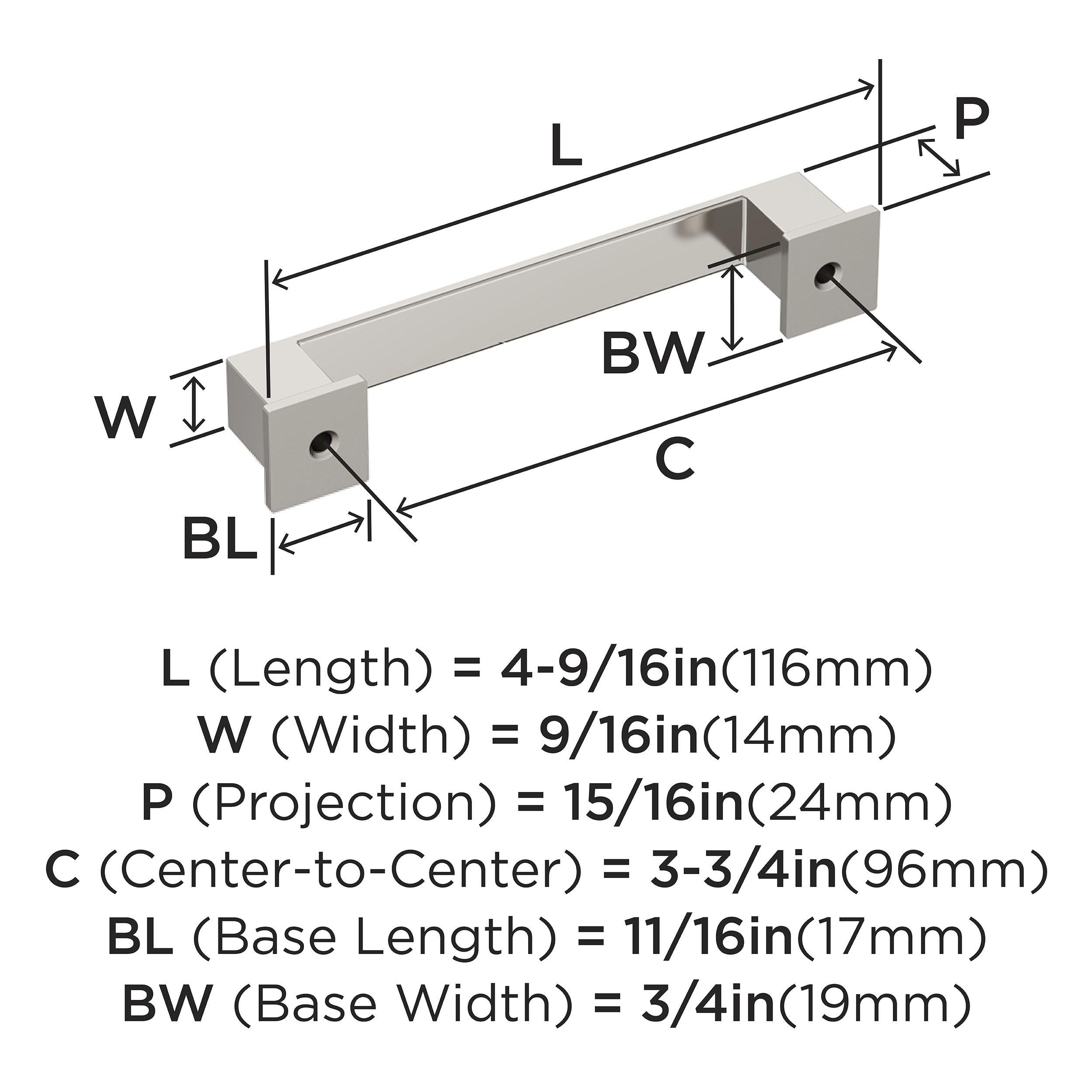 Amerock Appoint 3-3/4 inch (96mm) Center-to-Center Polished Nickel Cabinet Pull