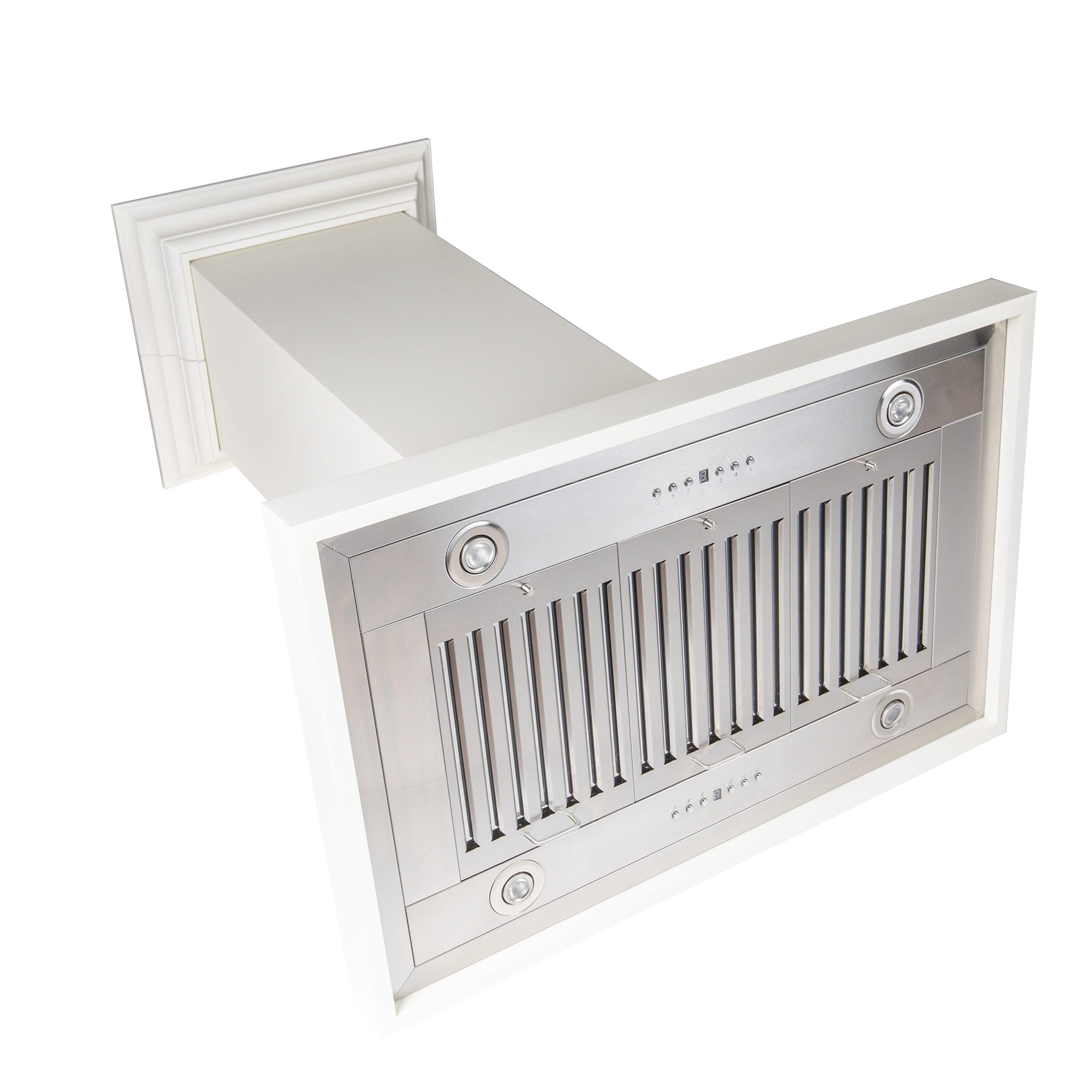 ZLINE 36 in. Wooden Island Mount Range Hood in White - Includes Motor