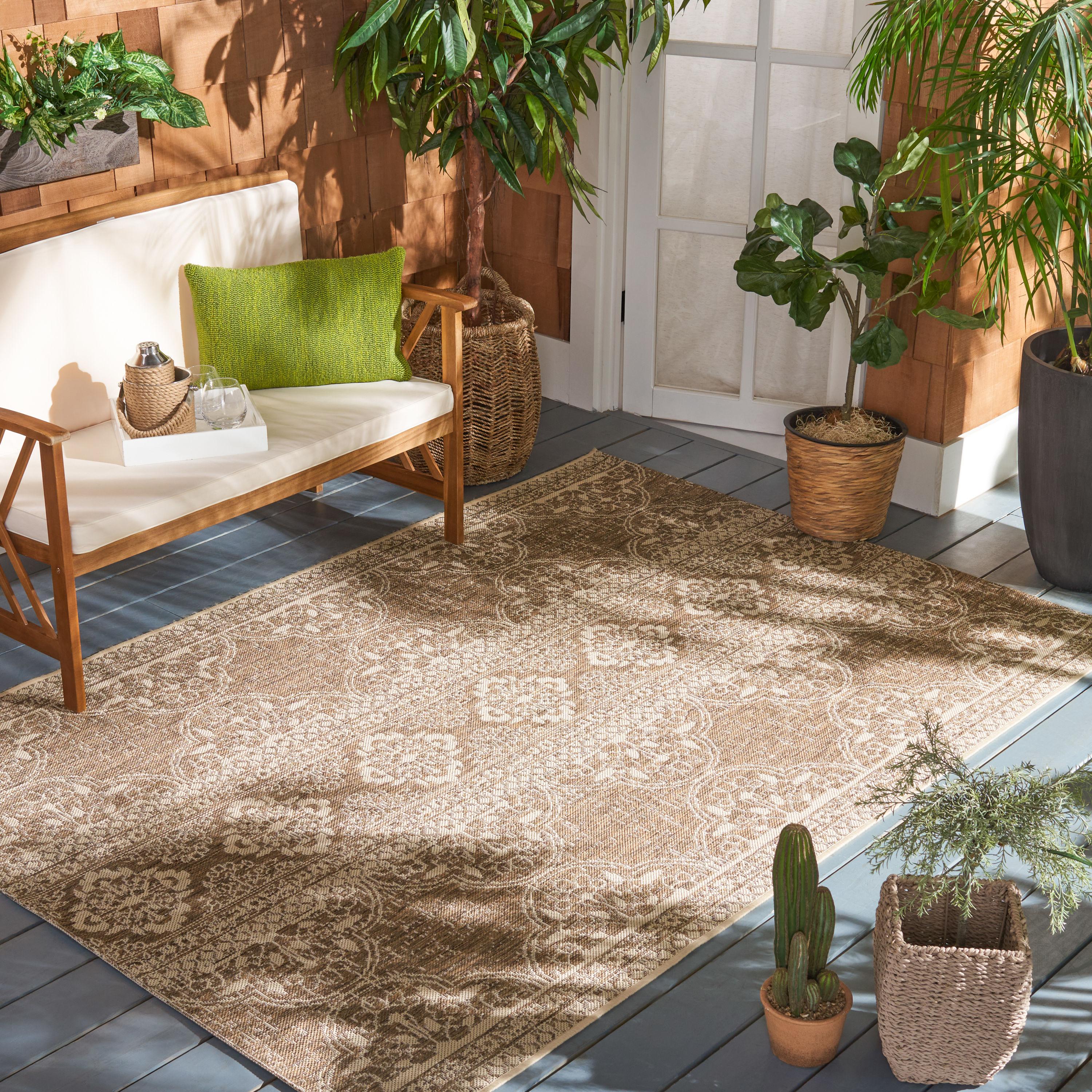 Beach House BHS174 Power Loomed Indoor/Outdoor Area Rug - Cream/Beige - 5'3"x7'6" - Safavieh