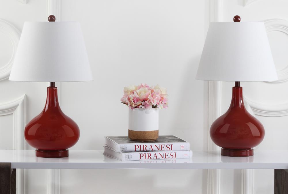 Amy Gourd Table Lamp (Set of 2) - 24 Inch Height - LIT4087 - Red - Safavieh