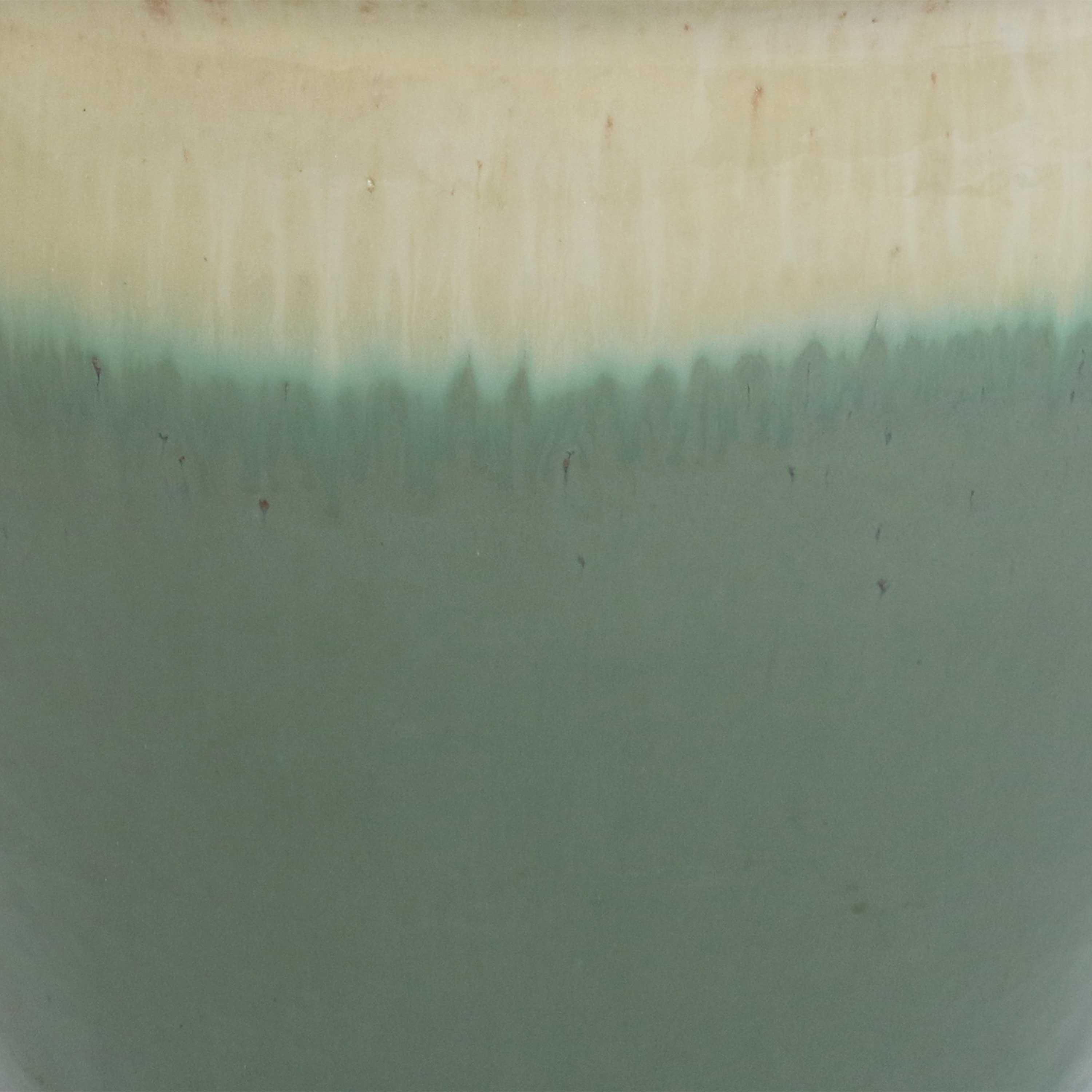 Sunnydaze Studio Outdoor/Indoor High-Fired Glazed UV- and Frost-Resistant Ceramic Planters with Drainage Holes - 11" Diameter - Seafoam - 2-Pack