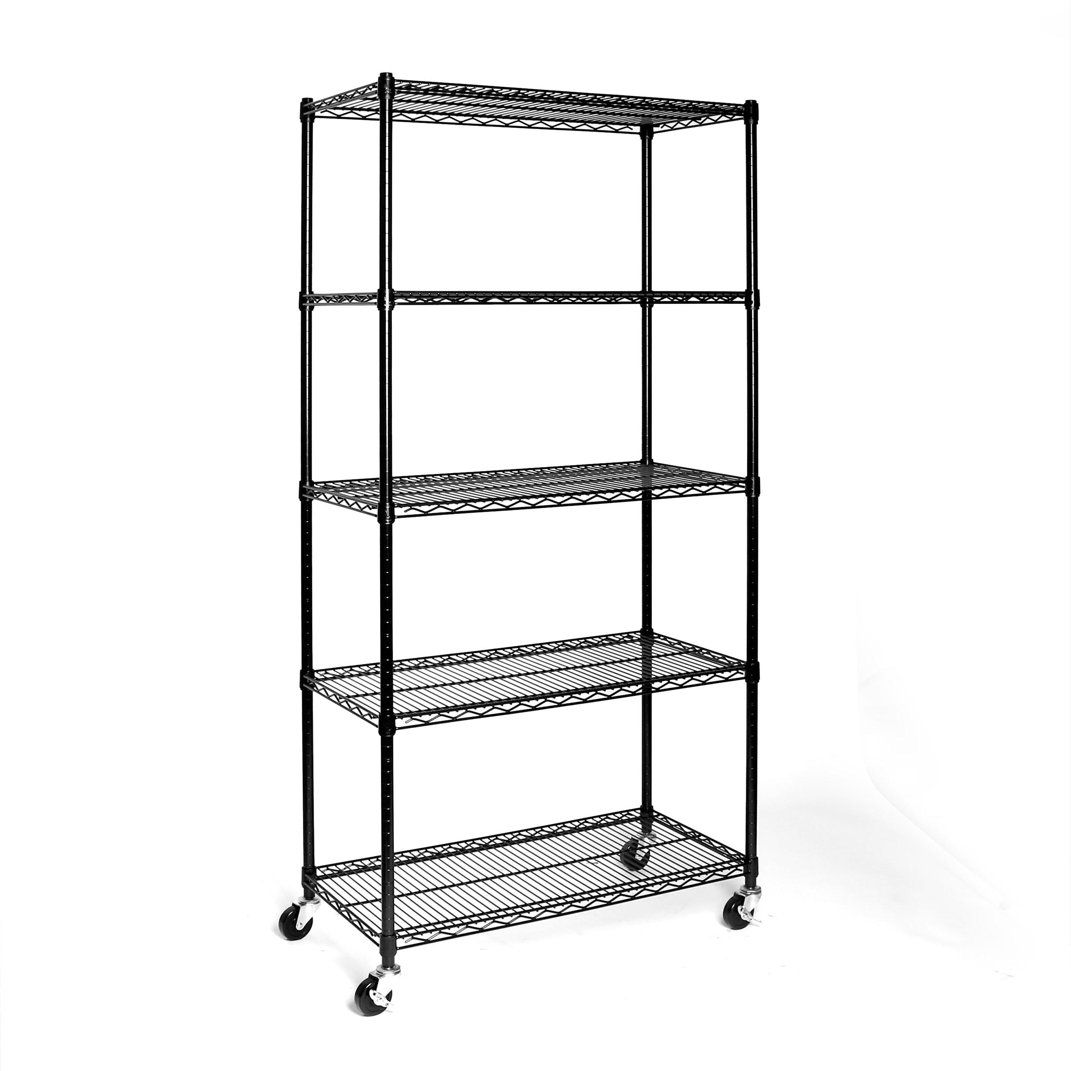 UltraDurable 36'' W x 18" D 5-Tier NSF-Certified Steel Shelving with Wheels