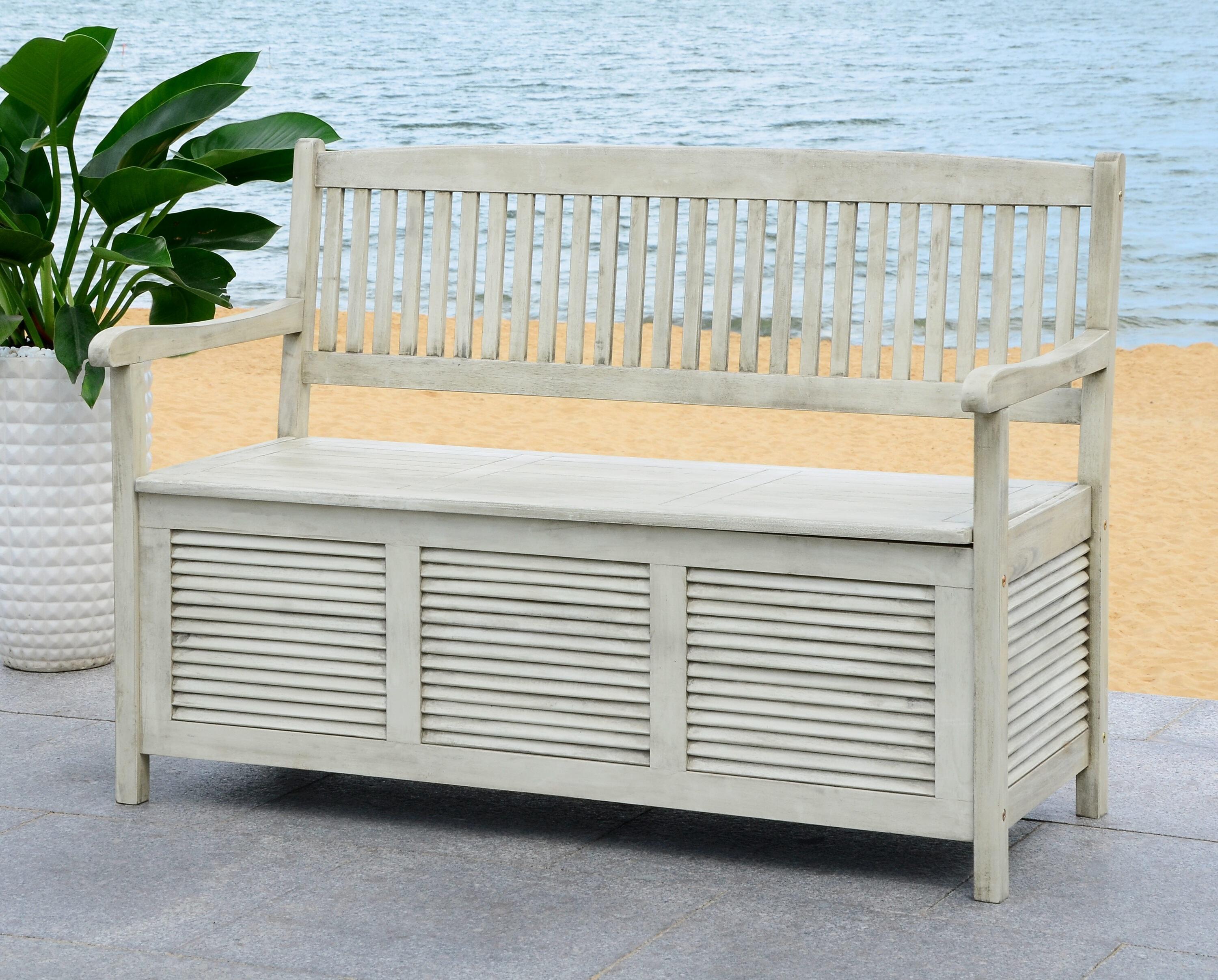 Brisbane Bench - Outdoor - PAT7017 - Distressed/White - Safavieh