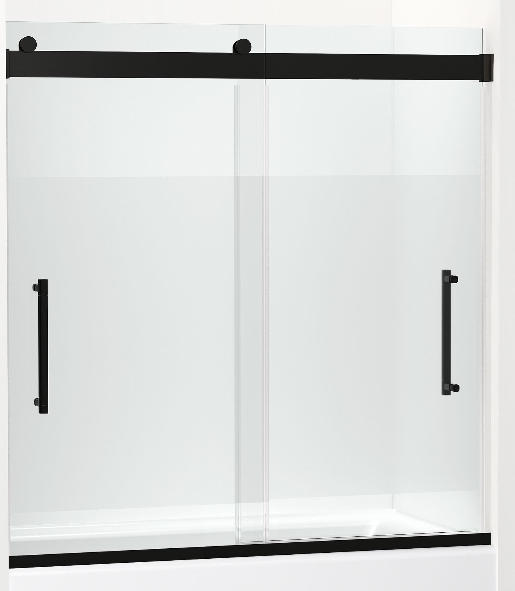 Levity Plus Less Sliding Bath Door, 61-9/16 In. H X 56-5/8 - 59-5/8 In. W, With 5/16 In.-Thick Crystal Clear Glass