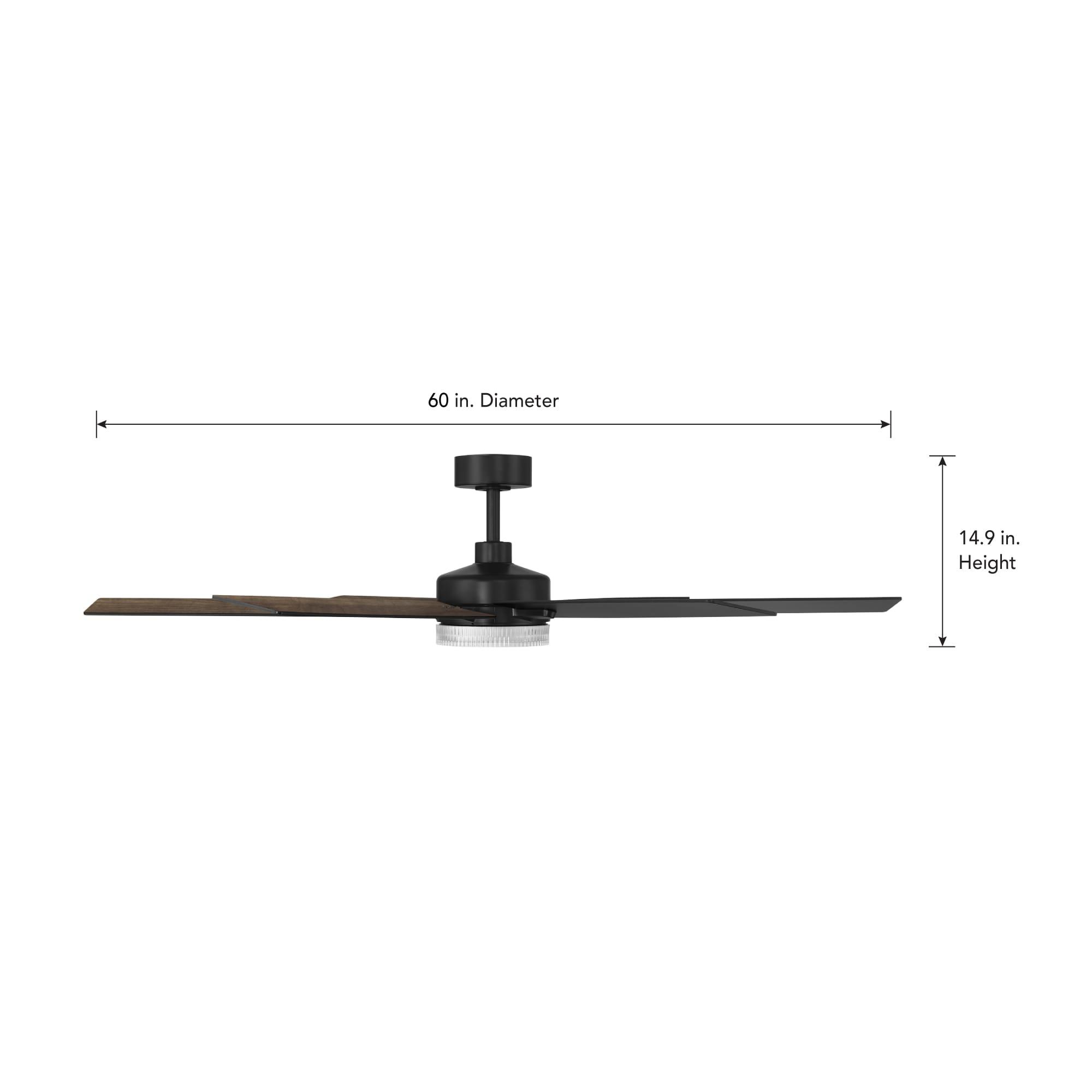 Chillion 60 in. Indoor/Covered Outdoor Matte Black LED Ceiling Fan with 5 CCT and 7 RGB Selections, Remote Included