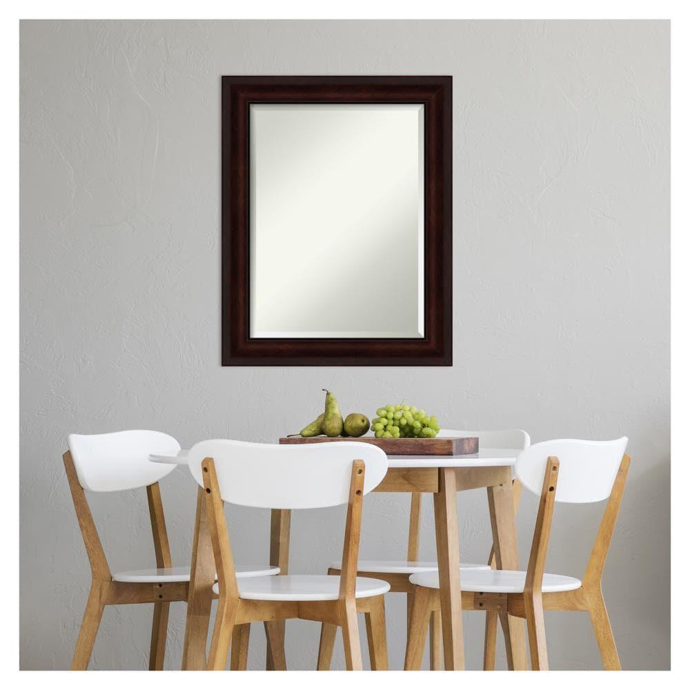 Amanti Art Beveled Bathroom Wall Mirror - Coffee Bean Brown Frame - Coffee Bean Brown Outer Size: 23 x 29 in