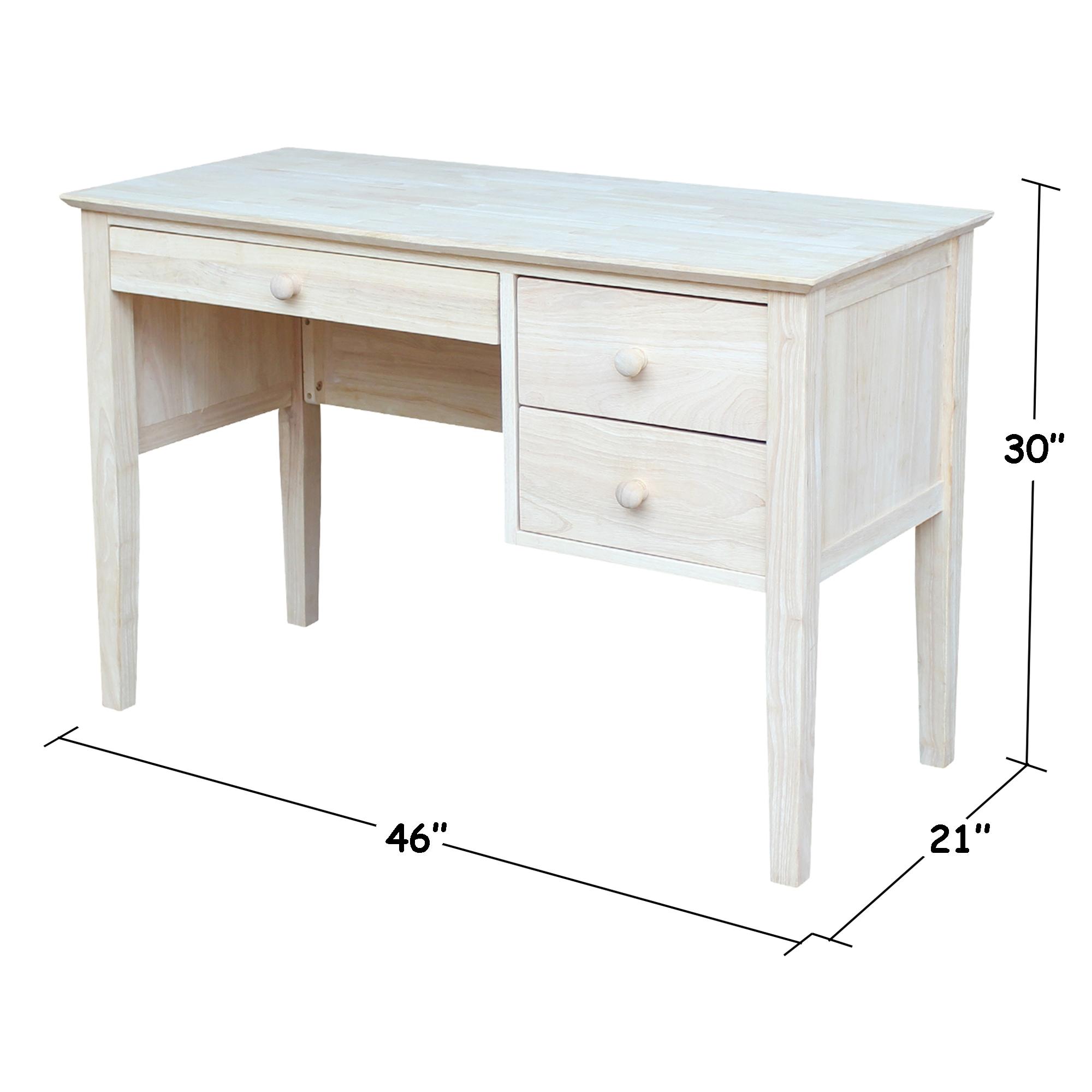 Computer Desk International Concepts: Unfinished Parawood, Brooklyn Style, Writing Desk with Drawer