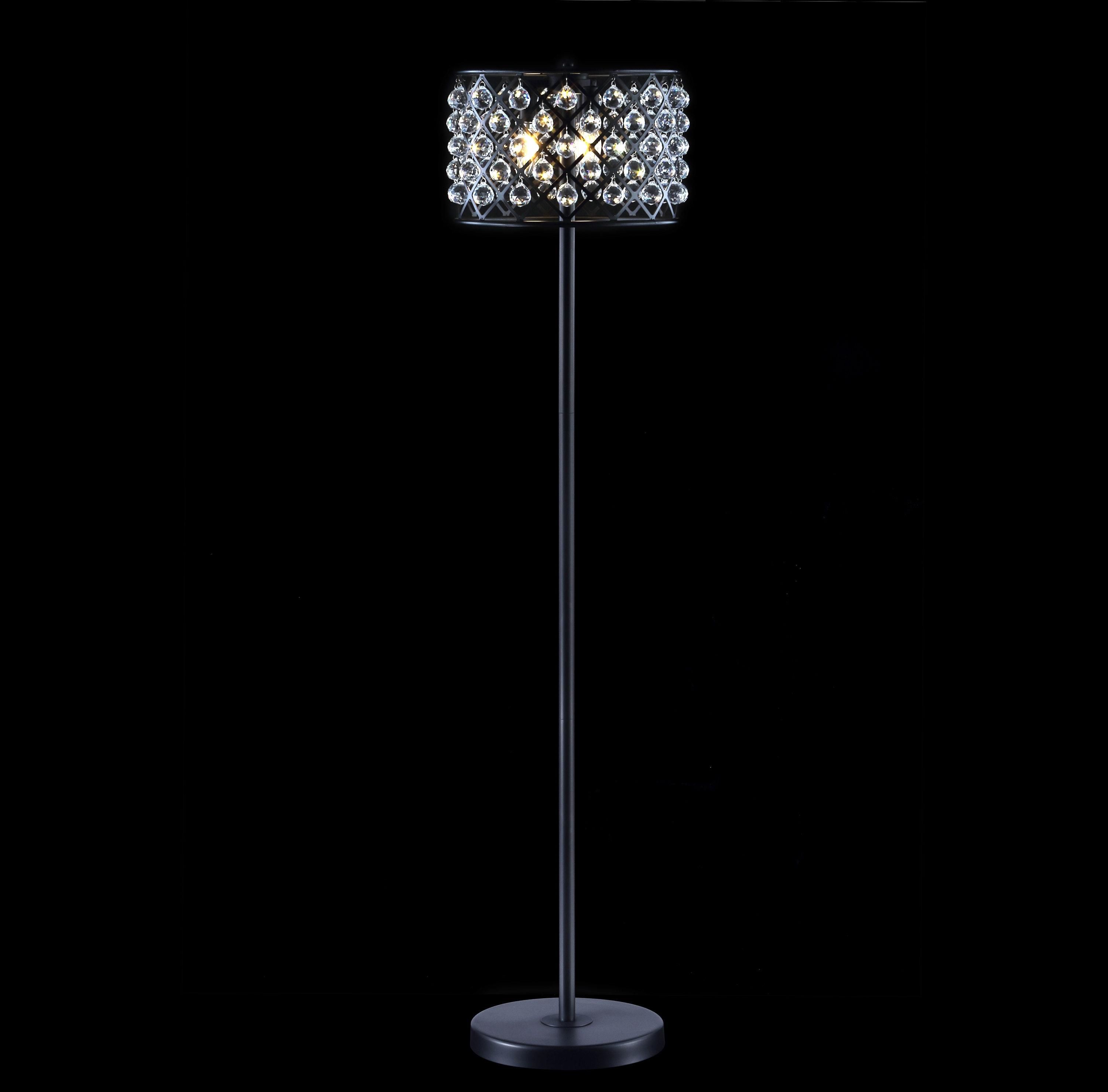 JONATHAN Y JYL9000B Elizabeth 60" Crystal/Metal LED Floor Lamp, Contemporary, Modern, Transitional, Elegant, Office, Living Room, Family Room, Dining Room, Bedroom, Hallway, Foyer, Bronze/Clear