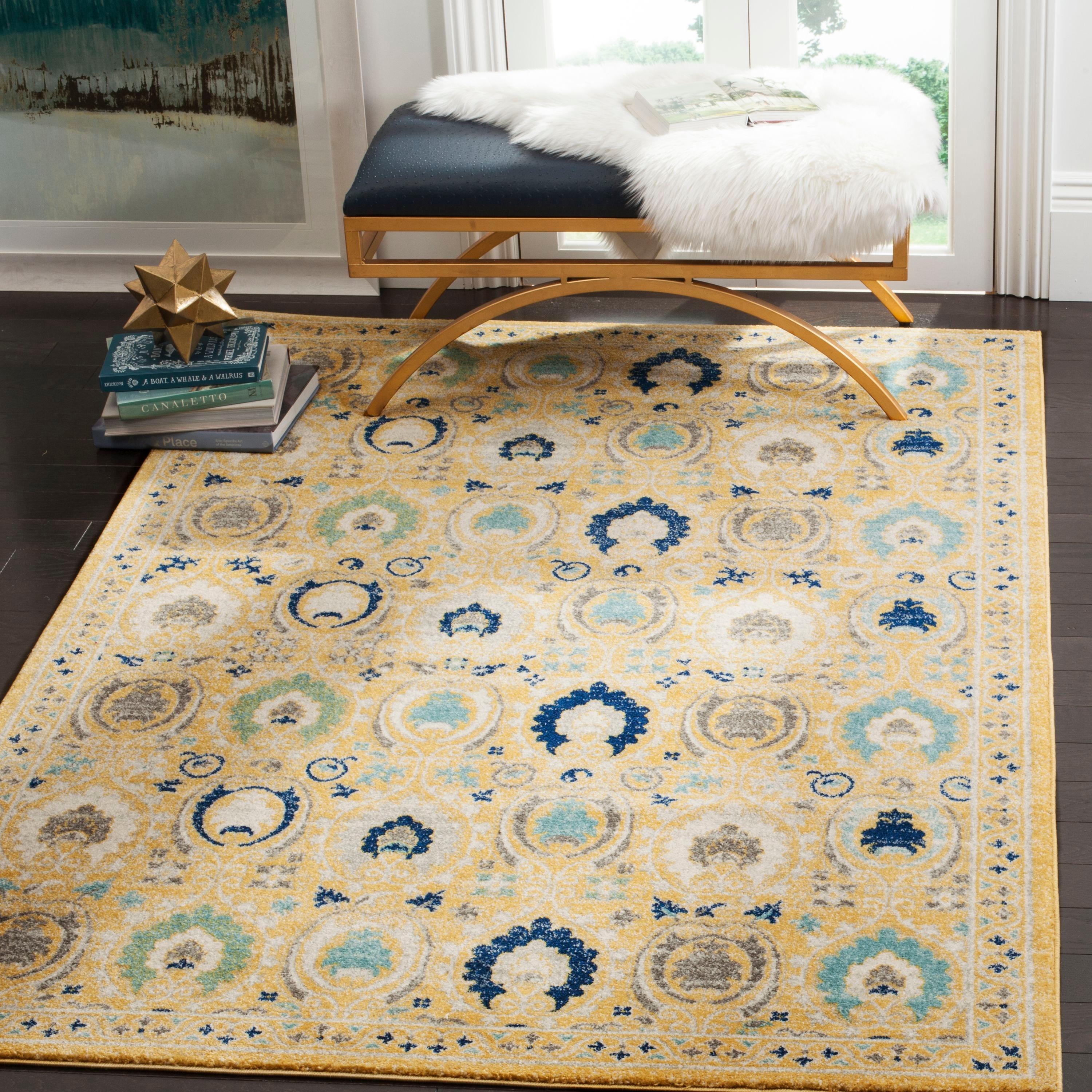 Evoke EVK251 Power Loomed Area Rug - Gold/Ivory - 6'7"x9' - Safavieh.