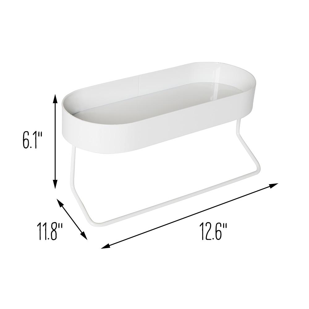 Metal Wall Shelf with Towel Bar White - Honey-Can-Do: Steel Bathroom Holder, No Surface Treatment