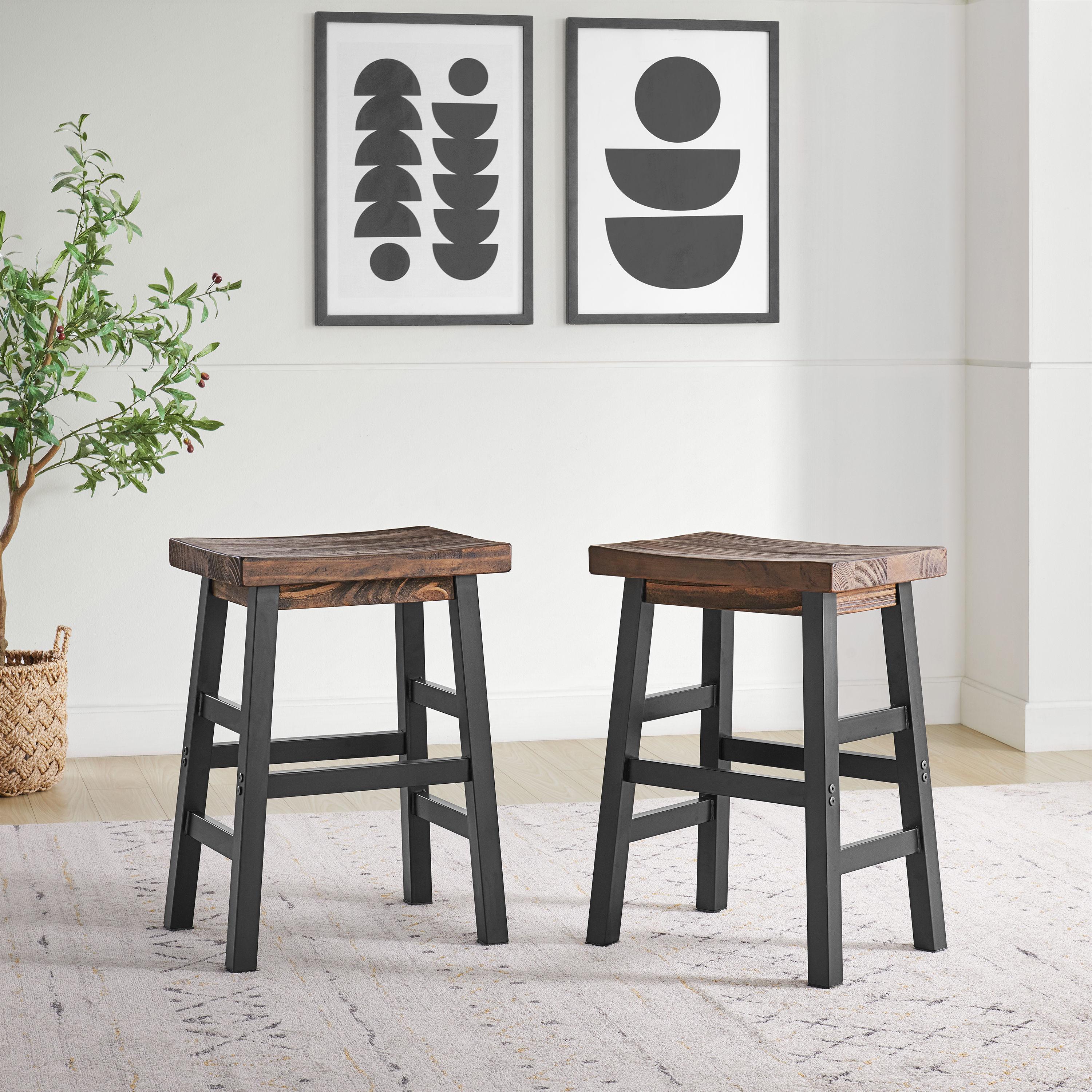 26" Pomona Reclaimed Wood Counter Height Barstool with Metal Legs Brown - Alaterre Furniture