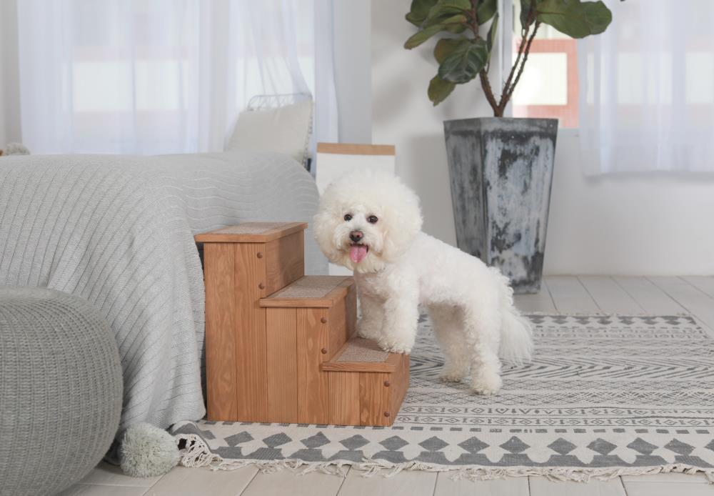 Canadian Hemlock Wooden Pet Stairs with Storage