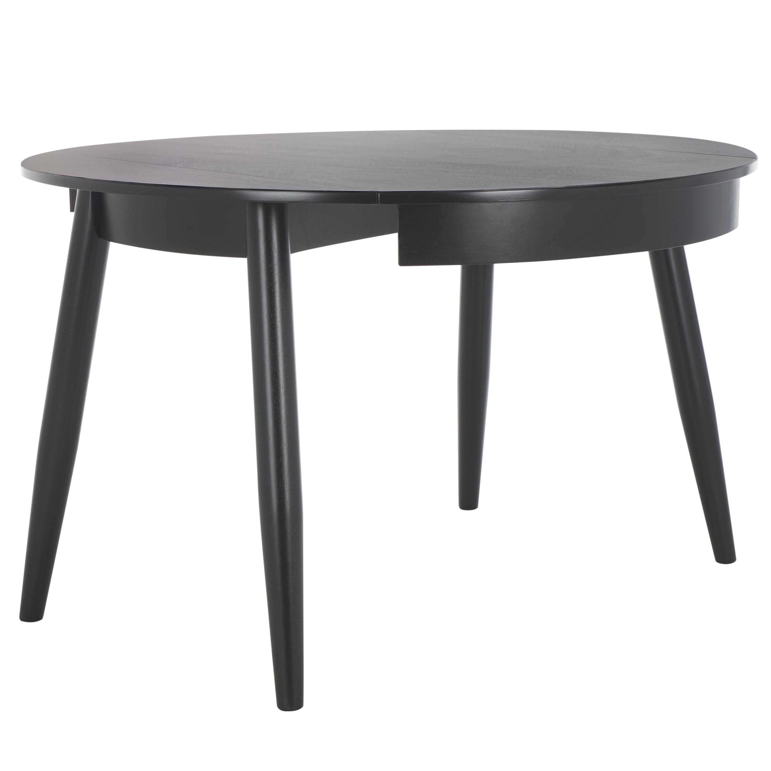 Black Round Reclaimed Wood Extendable Dining Table