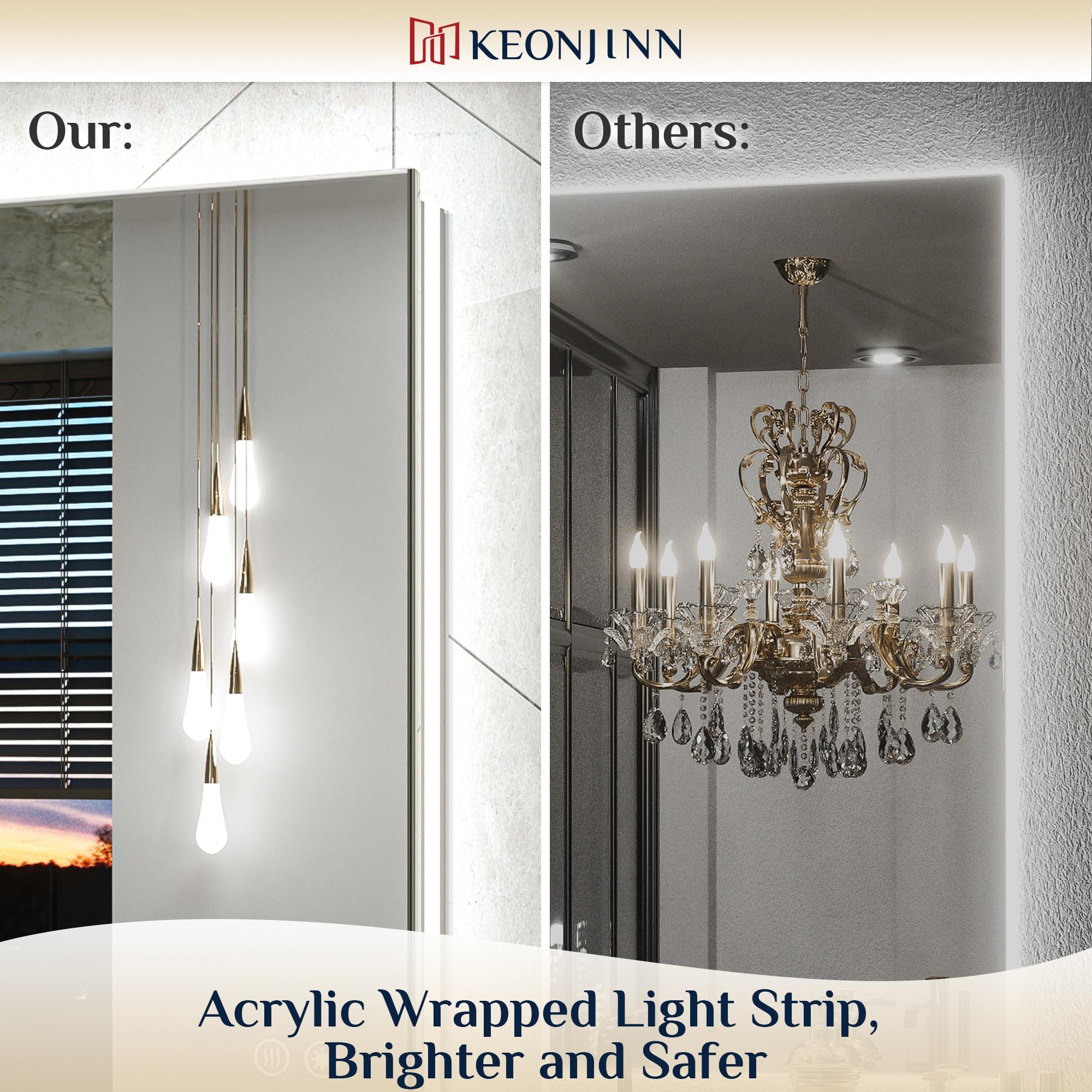 Ivy Bronx Keonjinn 40 X 24 In LED Bathroom Mirror With Lights, Adjustable 3 Color Lights, LED Vanity Mirror, Wall Mounted Anti-Fog Dimmable Mirror, UL Listed LED Driver, HD Tempered Glass(Horizontal/Vertical)