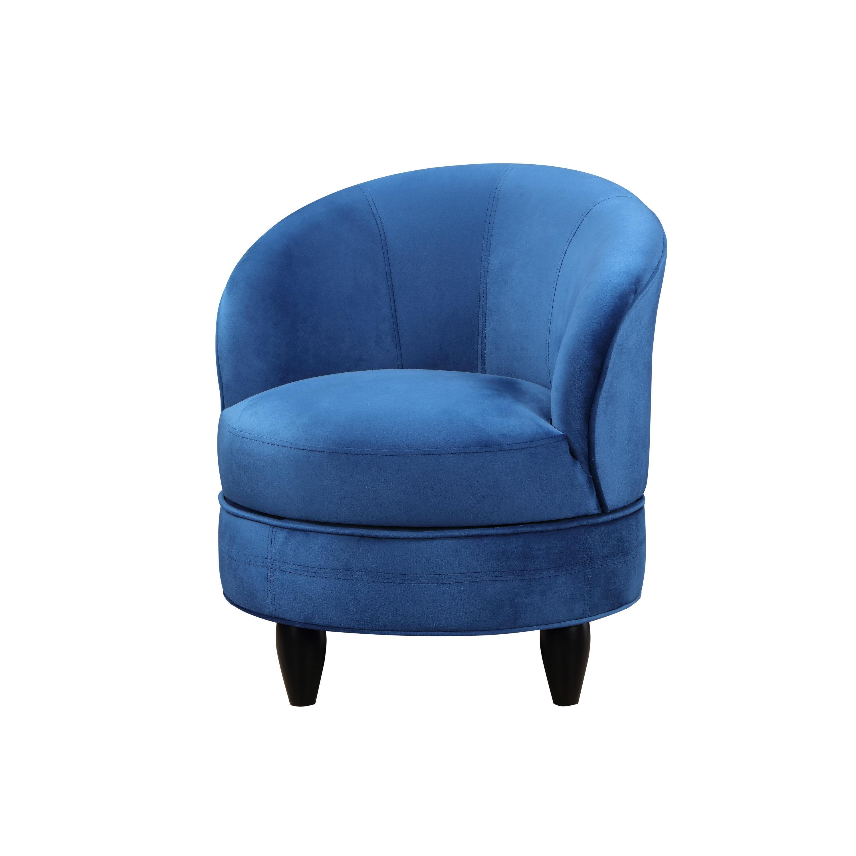 Sophia Velvet Swivel Accent Chair Blue - Steve Silver Co.: Transitional, Armless, 360° Base