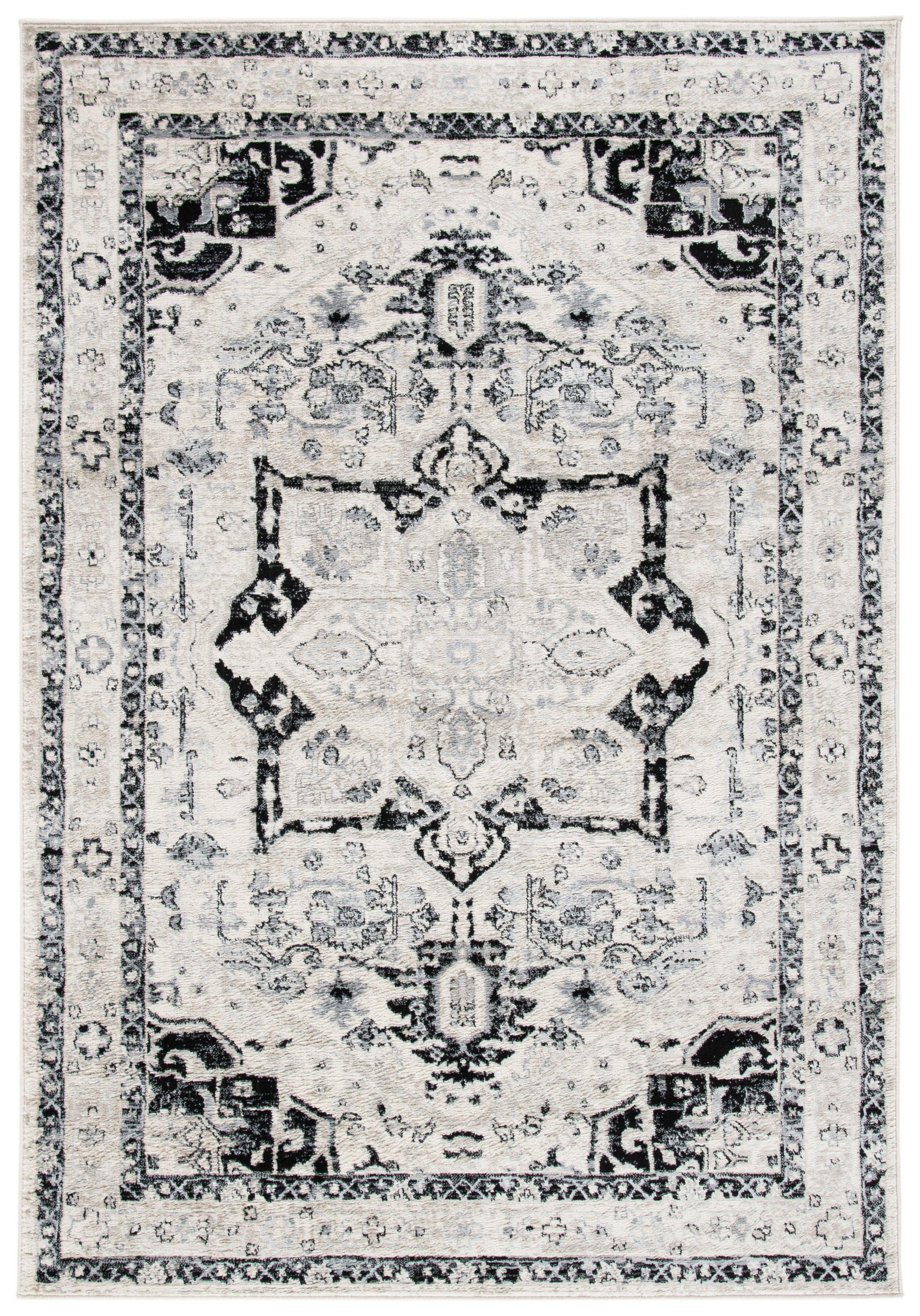 SAFAVIEH Brentwood Cedric Traditional Area Rug, 3' x 5', Ivory/Black