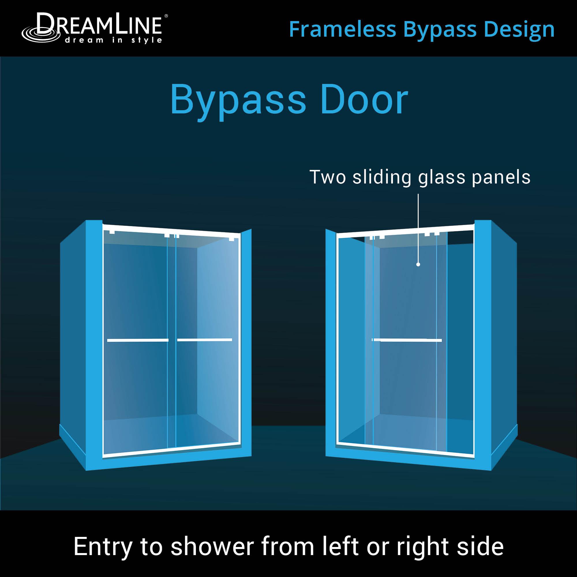 Encore 50" W x 76" H Bypass Frameless Shower Door with ClearMax™ Technology