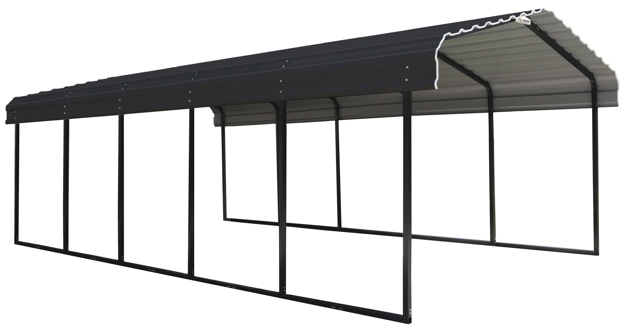 Steel Carport, Galvanized Black/Charcoal