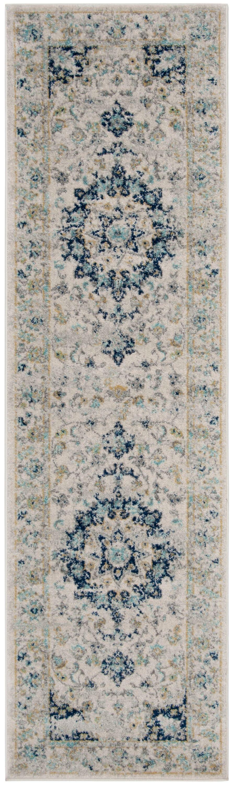 Madison MAD155 Power Loomed Indoor Runner Rug - Ivory/Blue - 2'3"x6' - Safavieh