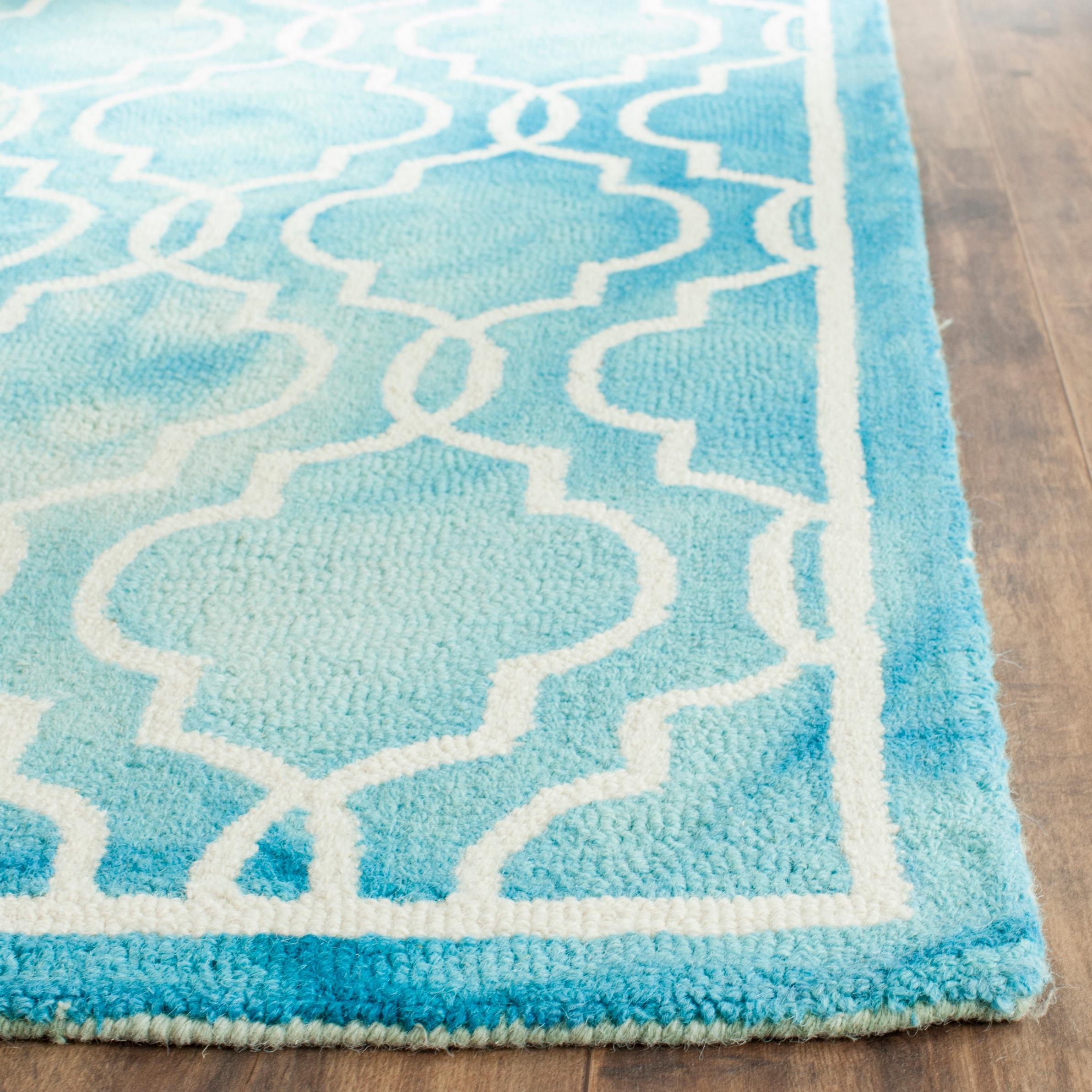 Dip Dye DDY539 Hand Tufted Indoor Accent Rug - Turquoise/Ivory - 4'x6' - Safavieh