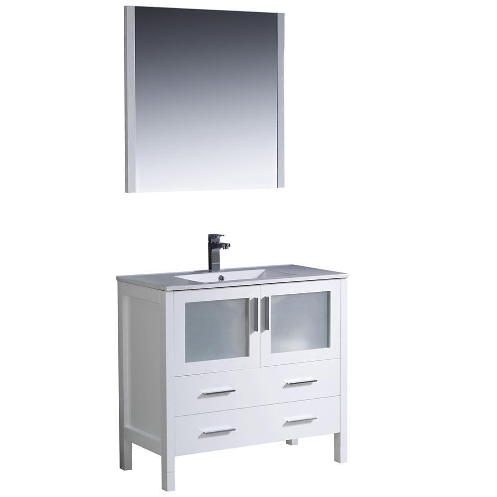 Torino 36'' Single Bathroom Vanity with Ceramic Top with Mirror