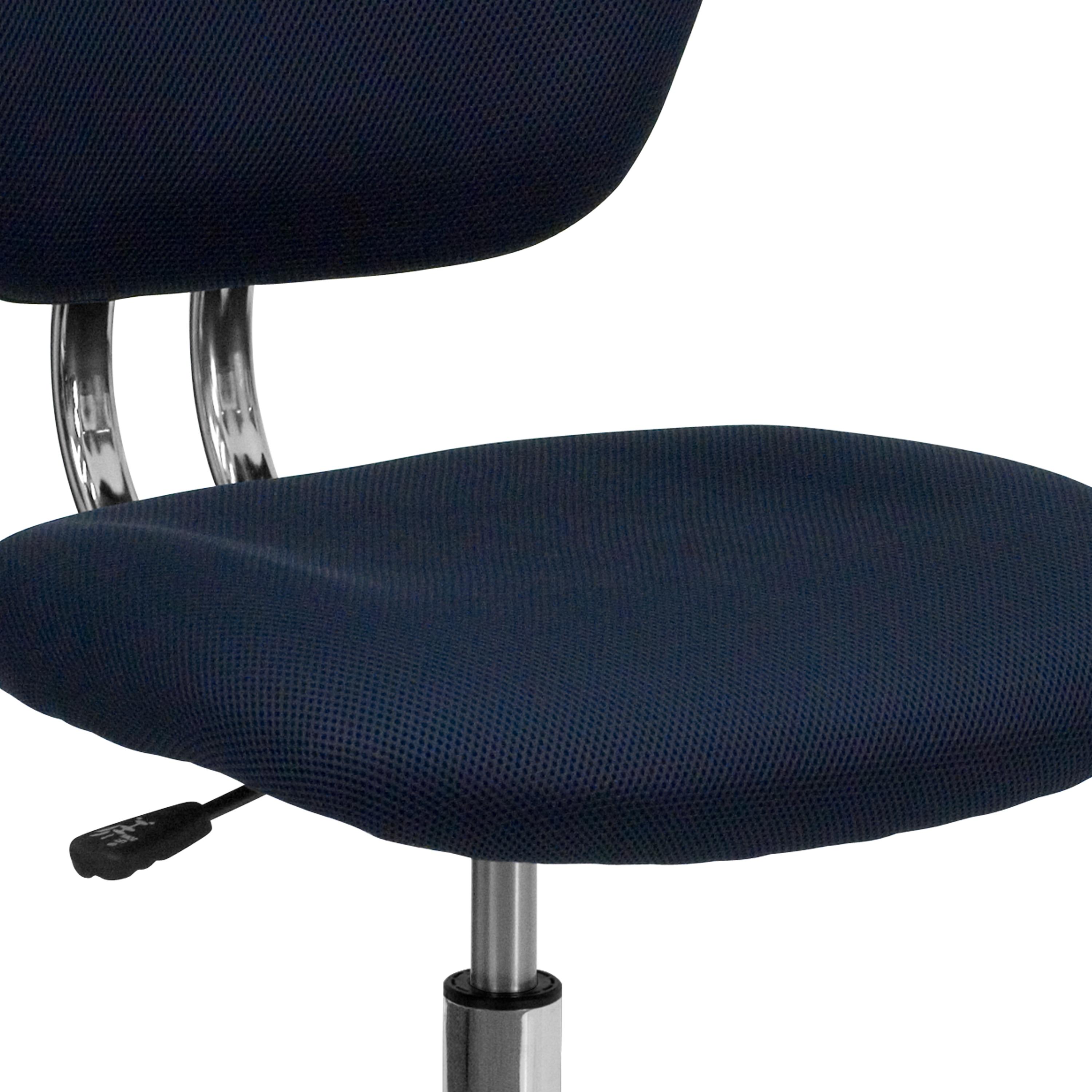 Flash Furniture Mid-Back Navy Mesh Padded Swivel Task Office Chair with Chrome Base