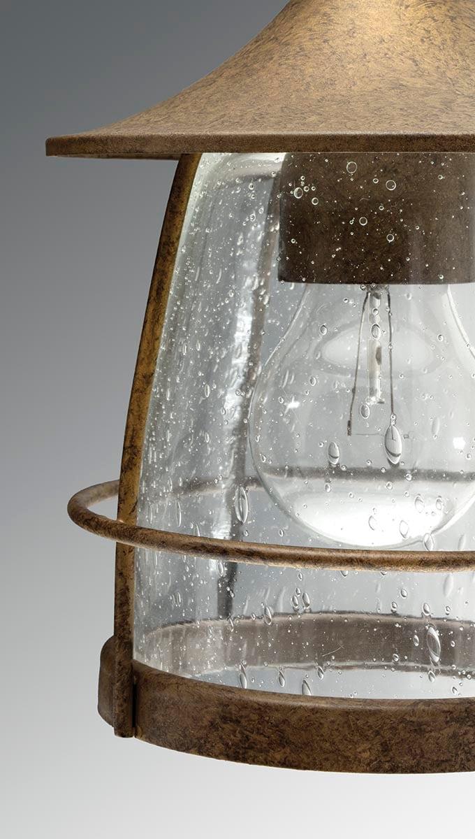 Progress Lighting Prairie 1-Light Large Wall Lantern, Burnished Chestnut, Seeded Glass