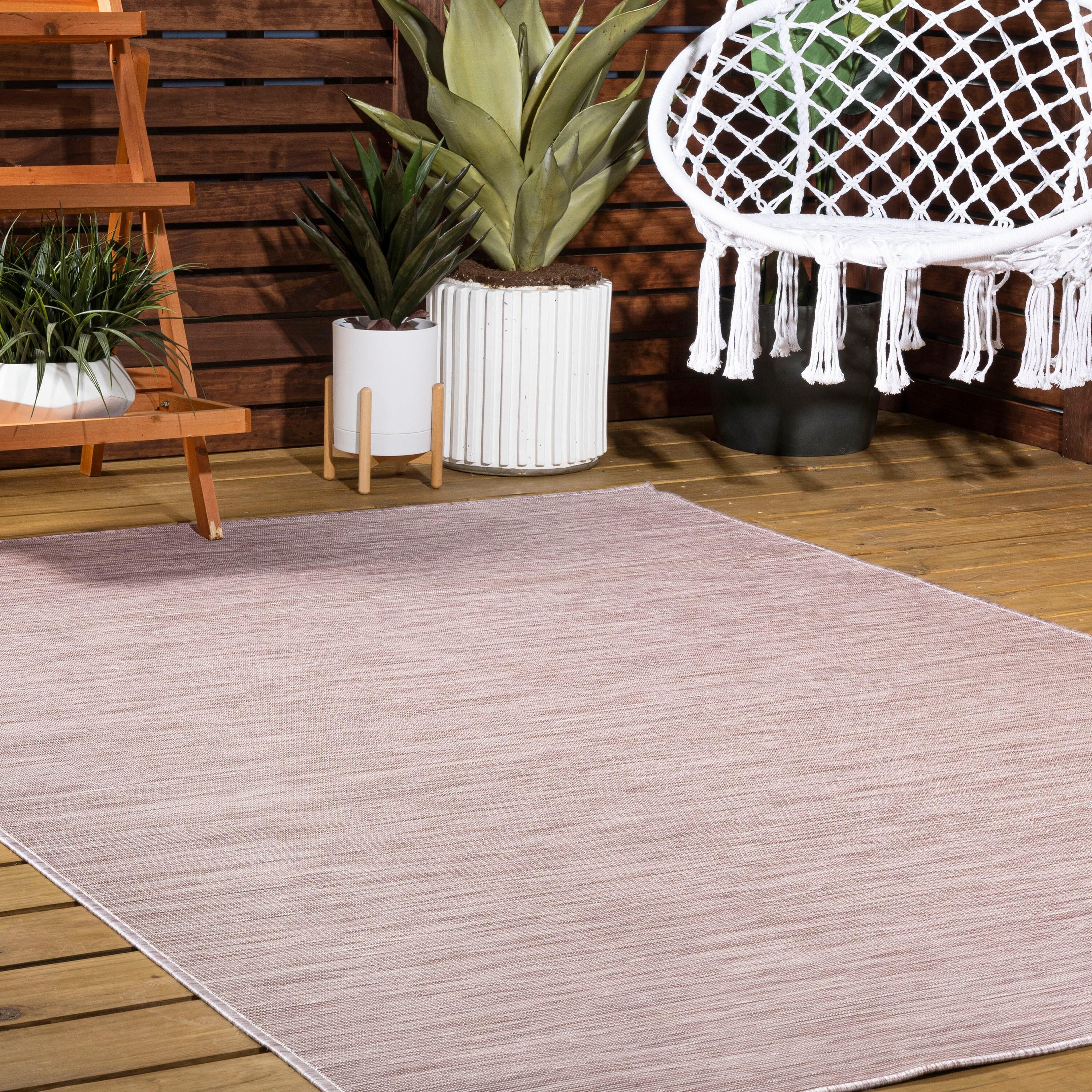 3'x5' Ethan Modern Flatweave Solid  Area Rug, Pink - JONATHAN Y
