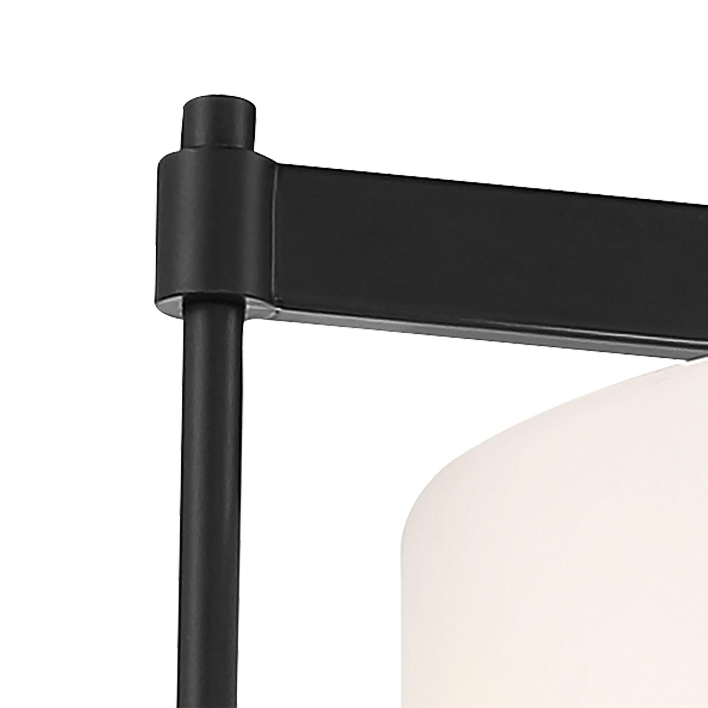 Minka Lavery Modern Ceiling Light Semi Flush Mount Fixture 16" Coal 4-Light Etched White Glass Drum Shade for Bedroom Living Room