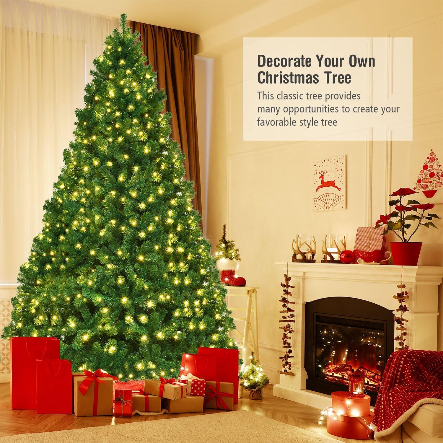 8FT Pre lit Christmas Tree, Bringstar Artificial Trees 1460 Premium PVC Branches, 500 Lights, Hinged