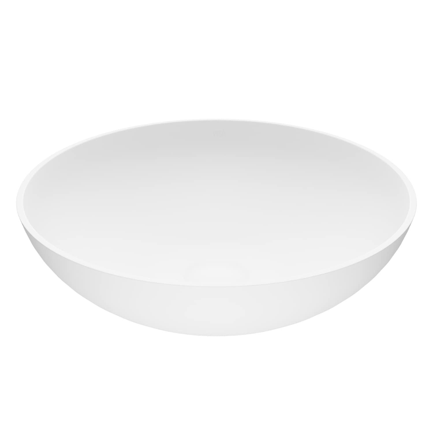 Lotus 16" L x 16" W x 5" H Matte White Handmade Round Vessel Bathroom Sink