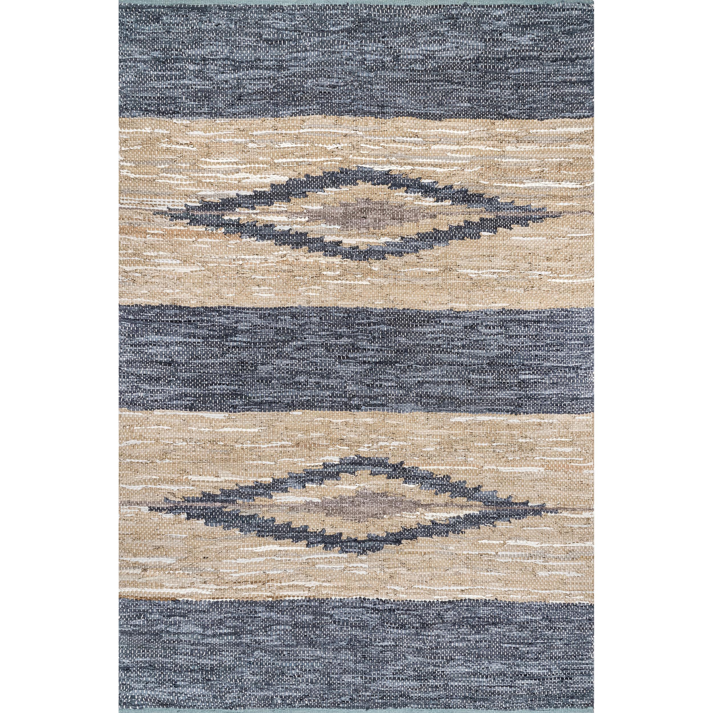 Nuloom Farren Hand Woven Diamond Leather Kitchen Runner Indoor Area Rug - Hallway, Entryway, 2' x 6', Gray