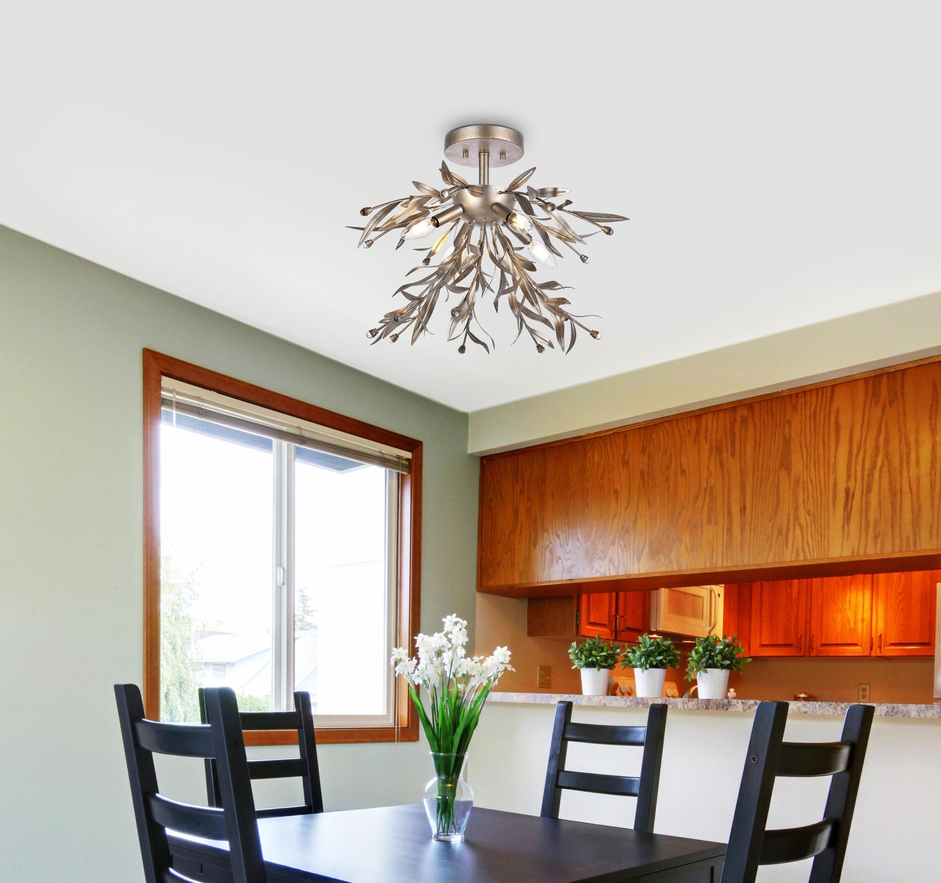Elegant Lighting Priscilla 18.5 inch flush mount in silver leaf