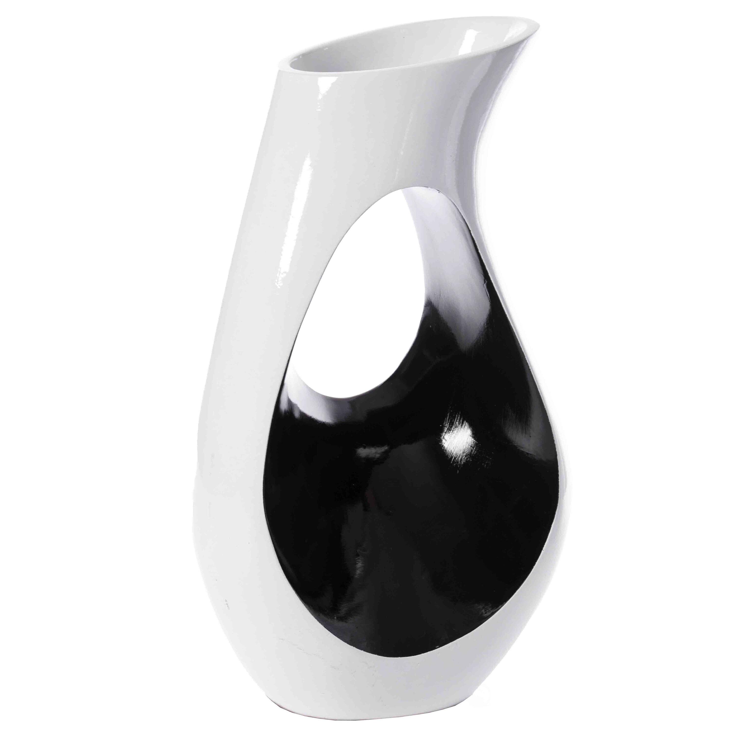 Uniquewise Tall Modern floor vase, White Unique Trumpet Floor Vase, Interior Decoration 24" Tall