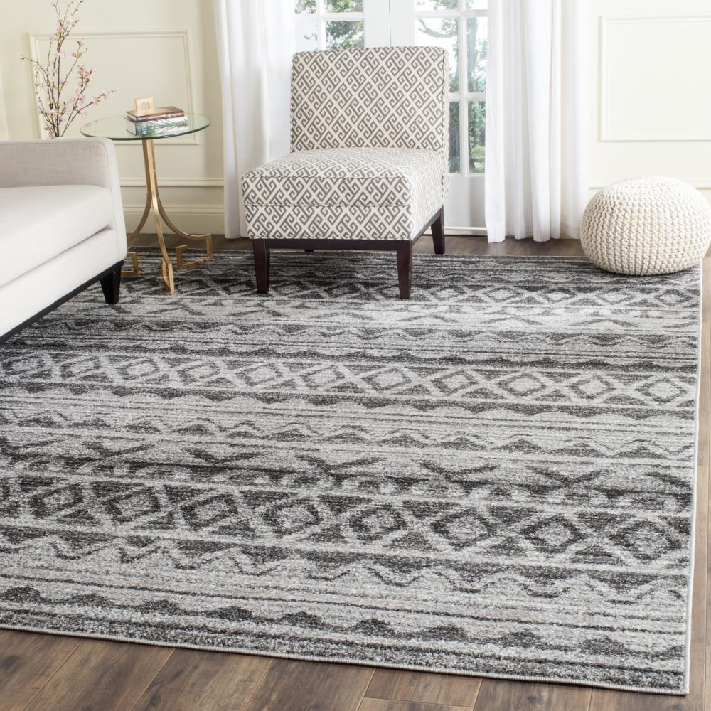 Adirondack ADR119 Machine Made Indoor Area Rug - Ivory/Charcoal - 6'x6' - Safavieh
