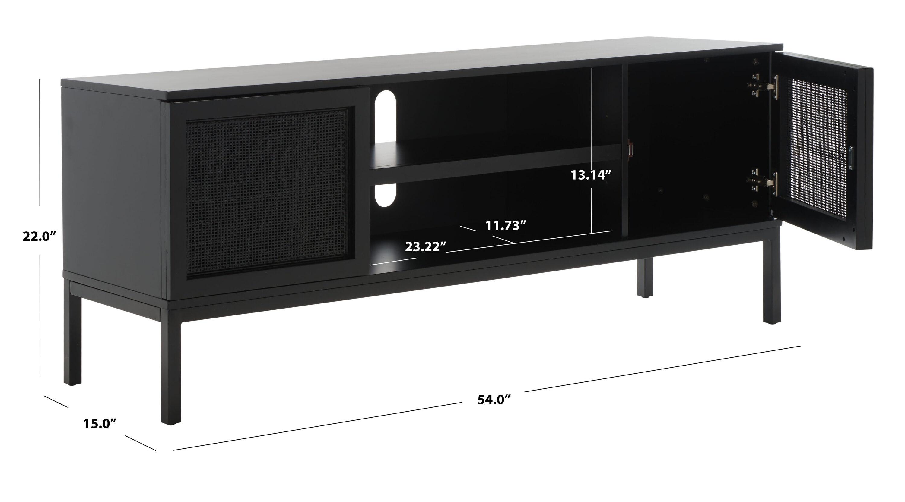Zadie 2 Shelf Rattan Media Stand - Black - Safavieh
