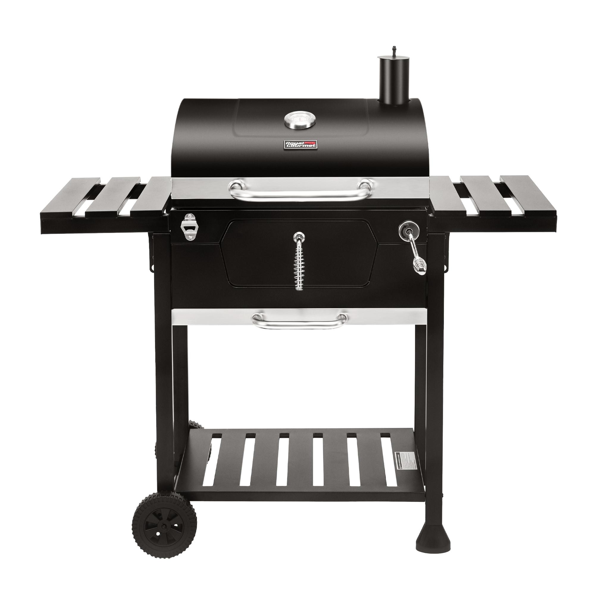 Royal Gourmet 24-Inch Black Stainless Steel Charcoal Grill with Smoker