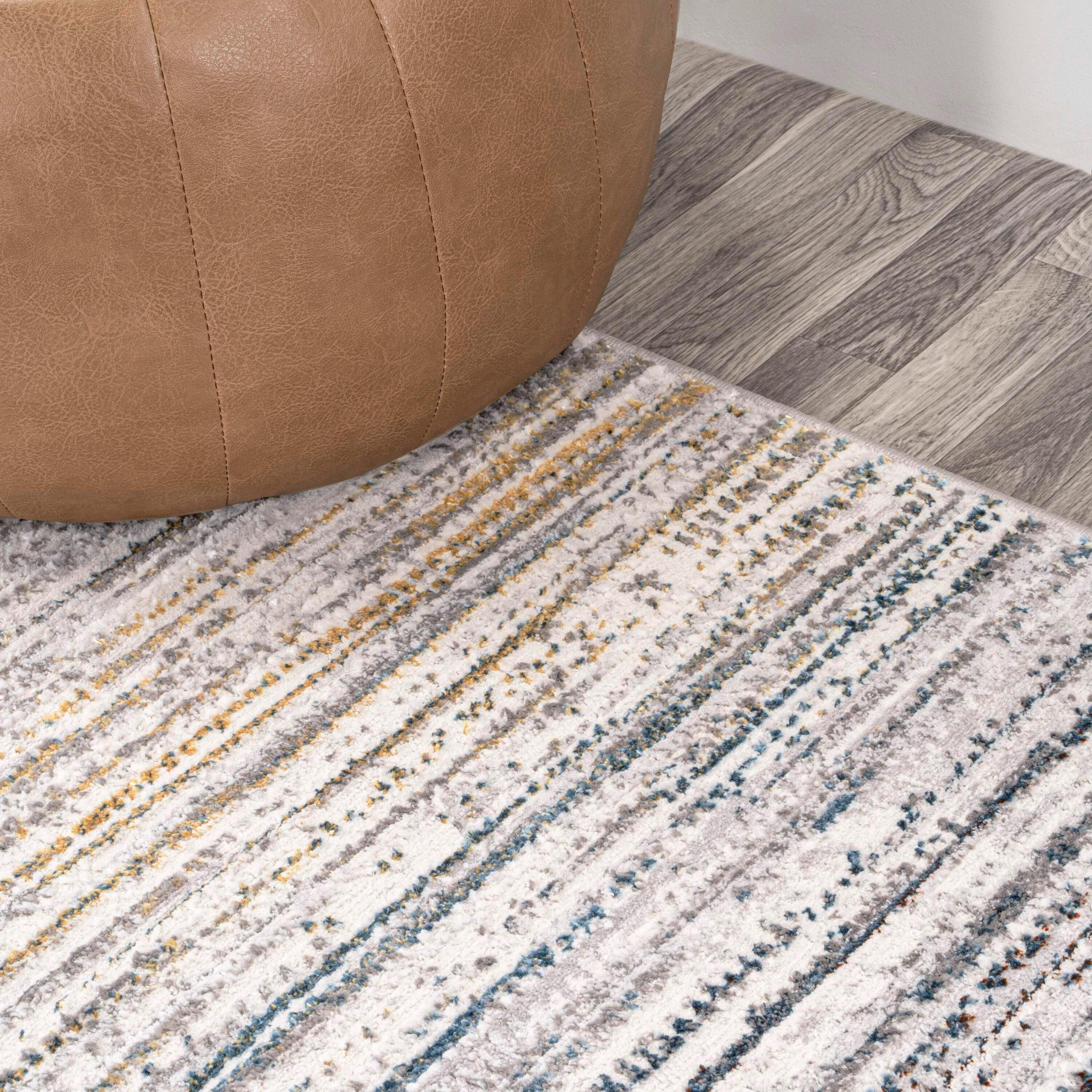 JONATHAN Y Loom Modern Strie'  Gray/Blue/Orange 3 ft. x 5 ft. Area Rug