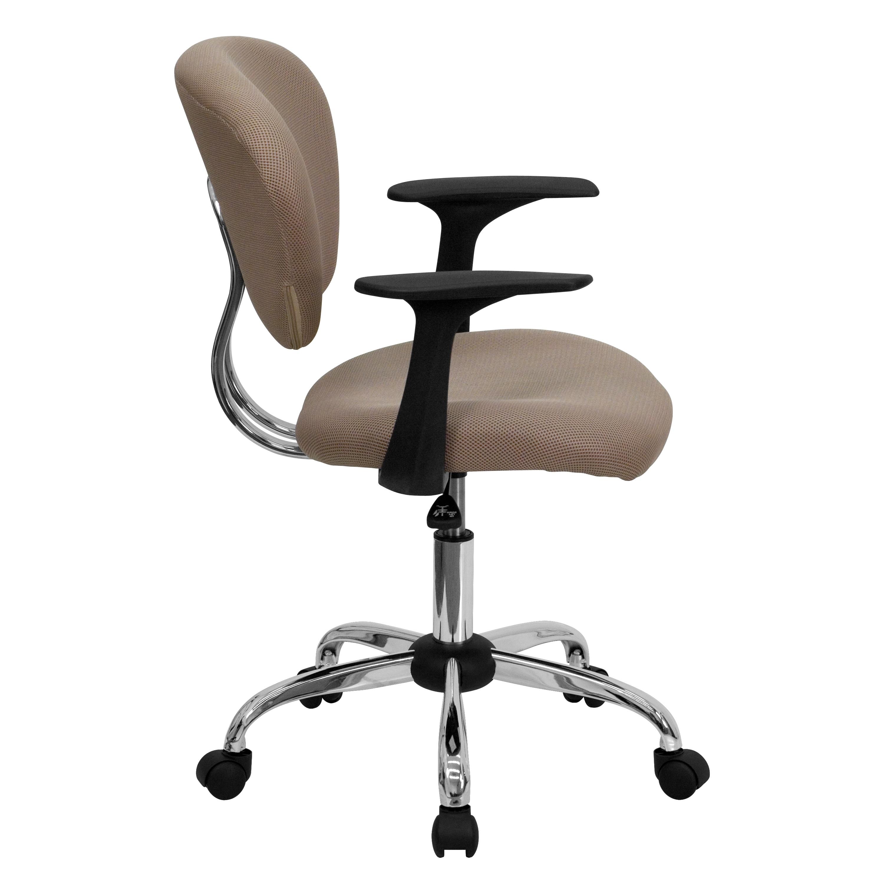 Flash Furniture Beverly Mid-Back Coffee Brown Mesh Padded Swivel Task Office Chair with Chrome Base and Arms